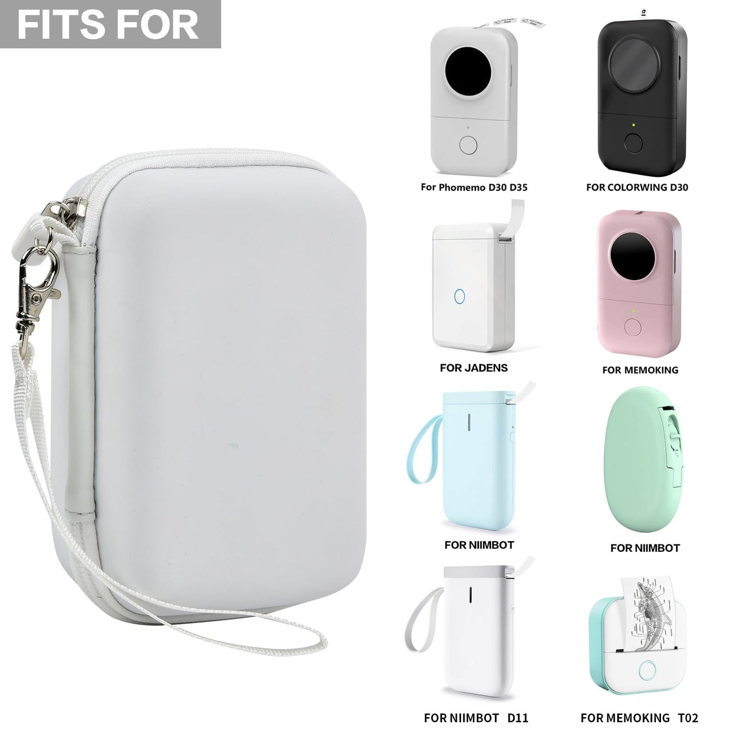 PAIYULE Hard Carrying Case for Phomemo D30 D35 Label Maker, Label Printer Case for Nelko P21, for NIIMBOT D110 D11, for Marklife P11 P12, for SUPVAN E10, Protective EVA Storage Bag with Mesh Pocket
