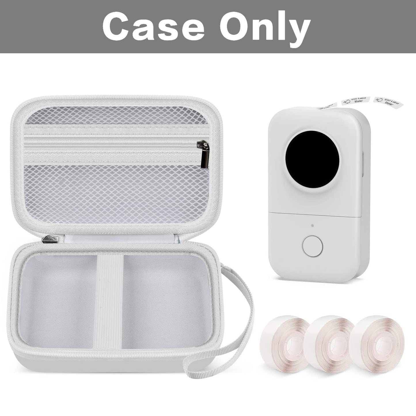 PAIYULE Hard Carrying Case for Phomemo D30 D35 Label Maker, Label Printer Case for Nelko P21, for NIIMBOT D110 D11, for Marklife P11 P12, for SUPVAN E10, Protective EVA Storage Bag with Mesh Pocket