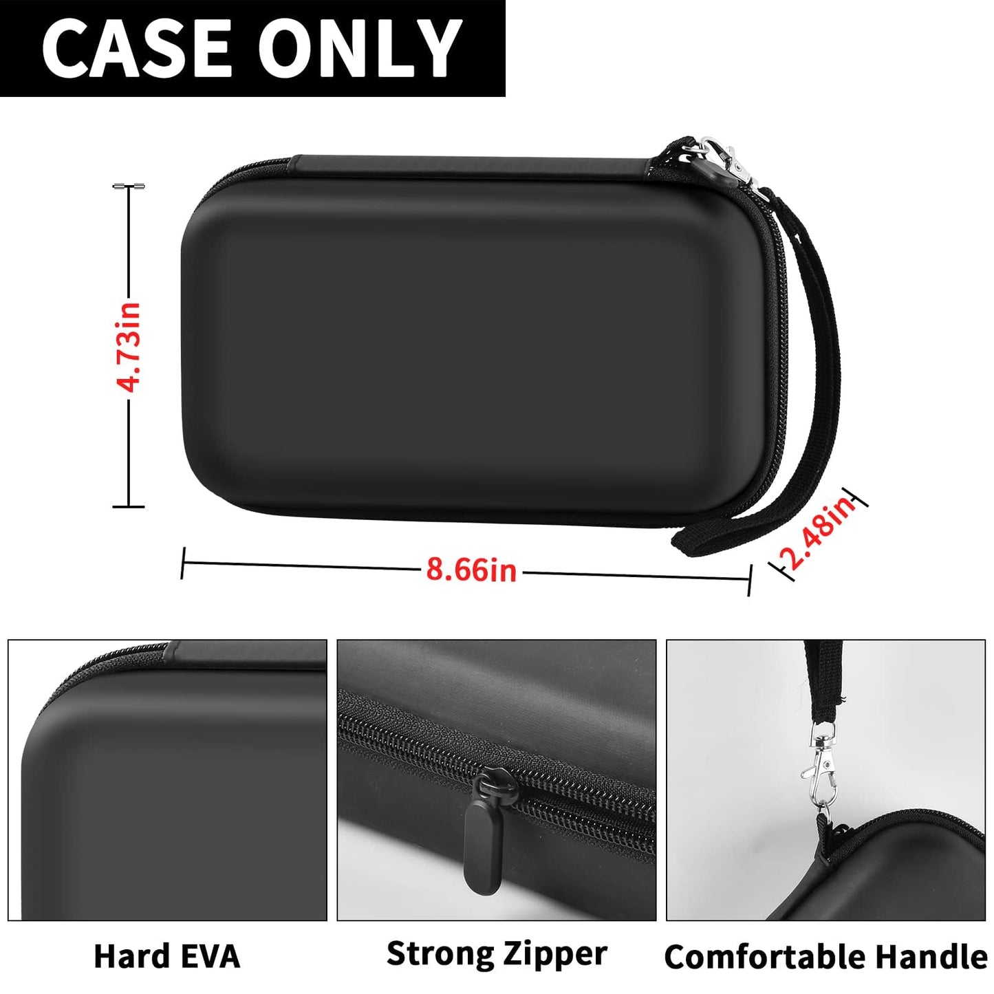 Graphing Calculator Case Compatible with Texas Instruments TI-84 Plus CE/TI-83 Plus CE, Hard Storage Holder for Students, School & Library Study, Mesh Pockets,Pen Holder Hand Strap Case Only Black