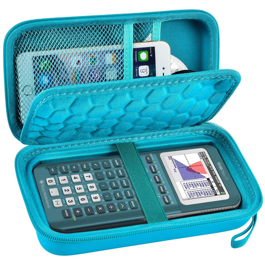 Graphing Calculator Case Compatible with Texas Instruments TI-84 Plus CE/TI-83 Plus CE, Hard Storage Holder for Students, School & Library Study, Mesh Pockets,Pen Holder Hand Strap Case Only Black