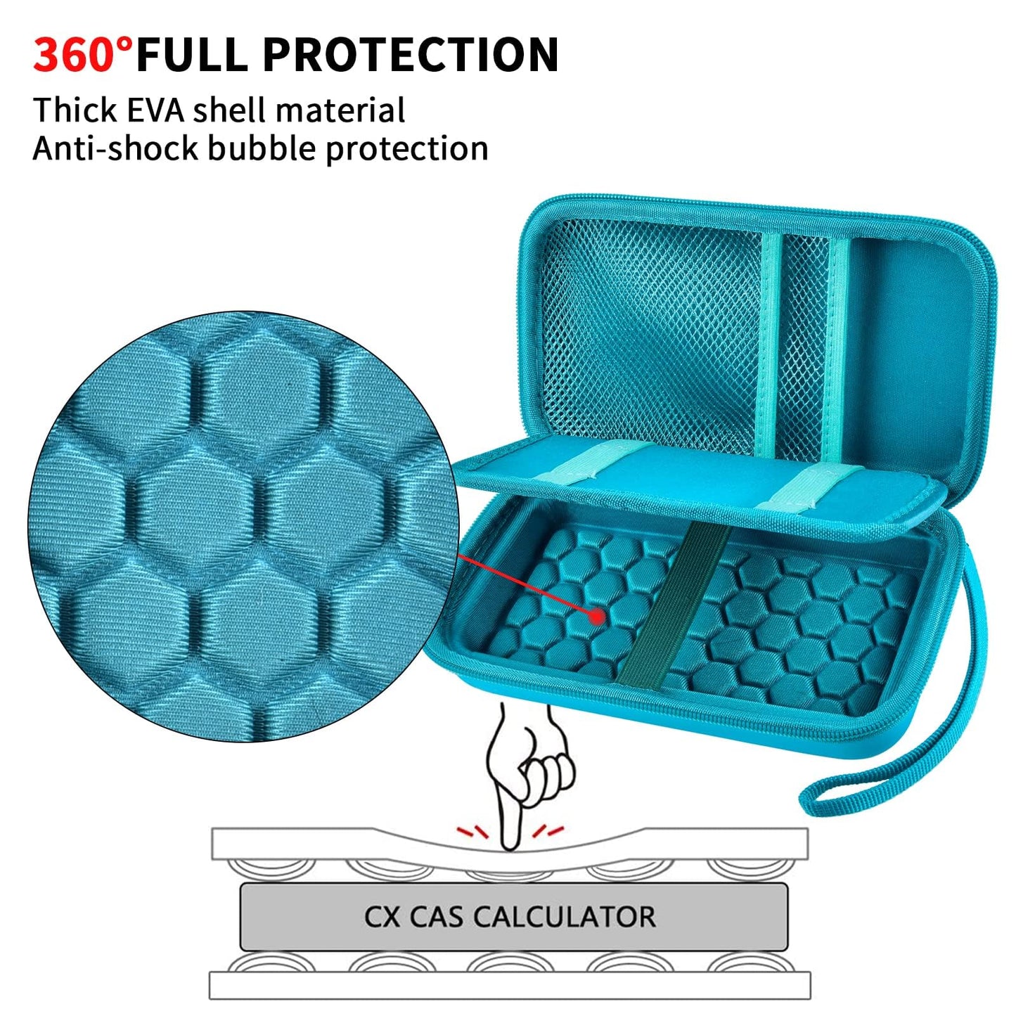Graphing Calculator Case Compatible with Texas Instruments TI-84 Plus CE/TI-83 Plus CE, Hard Storage Holder for Students, School & Library Study, Mesh Pockets,Pen Holder Hand Strap Case Only Black