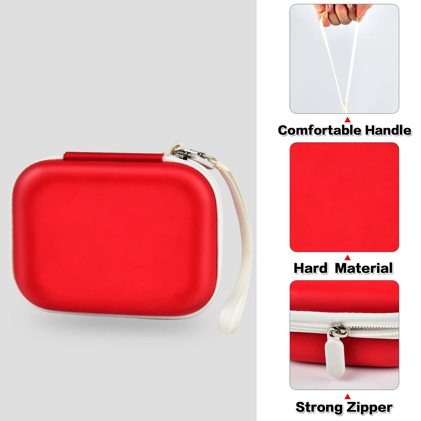 PAIYULE Kids Camera Case for VTech KidiZoom Creator Cam HD Video Camera for Makolle Selfie Camera for KODAK Printomatic Instant Print Cameras, Carrying Storage Holds Tripod Accessories(Box Only)-Red