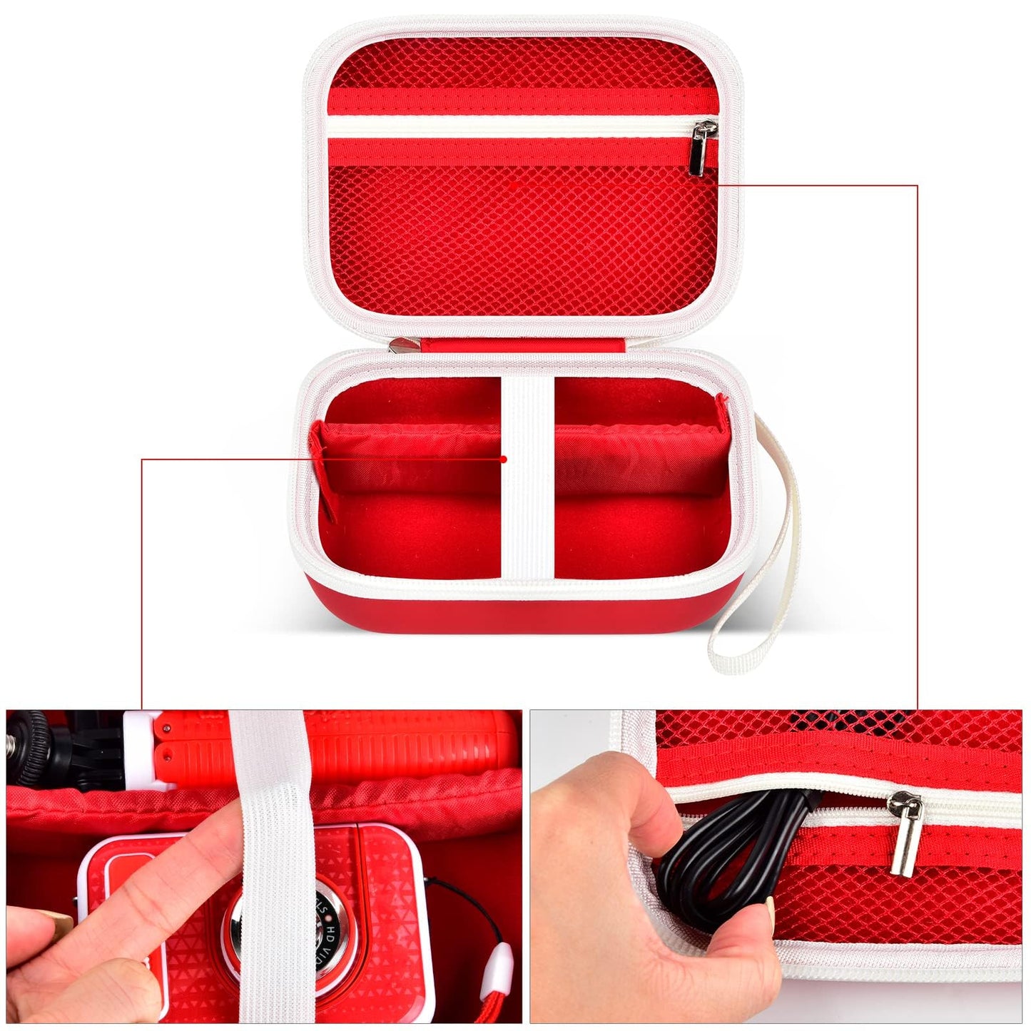 PAIYULE Kids Camera Case for VTech KidiZoom Creator Cam HD Video Camera for Makolle Selfie Camera for KODAK Printomatic Instant Print Cameras, Carrying Storage Holds Tripod Accessories(Box Only)-Red