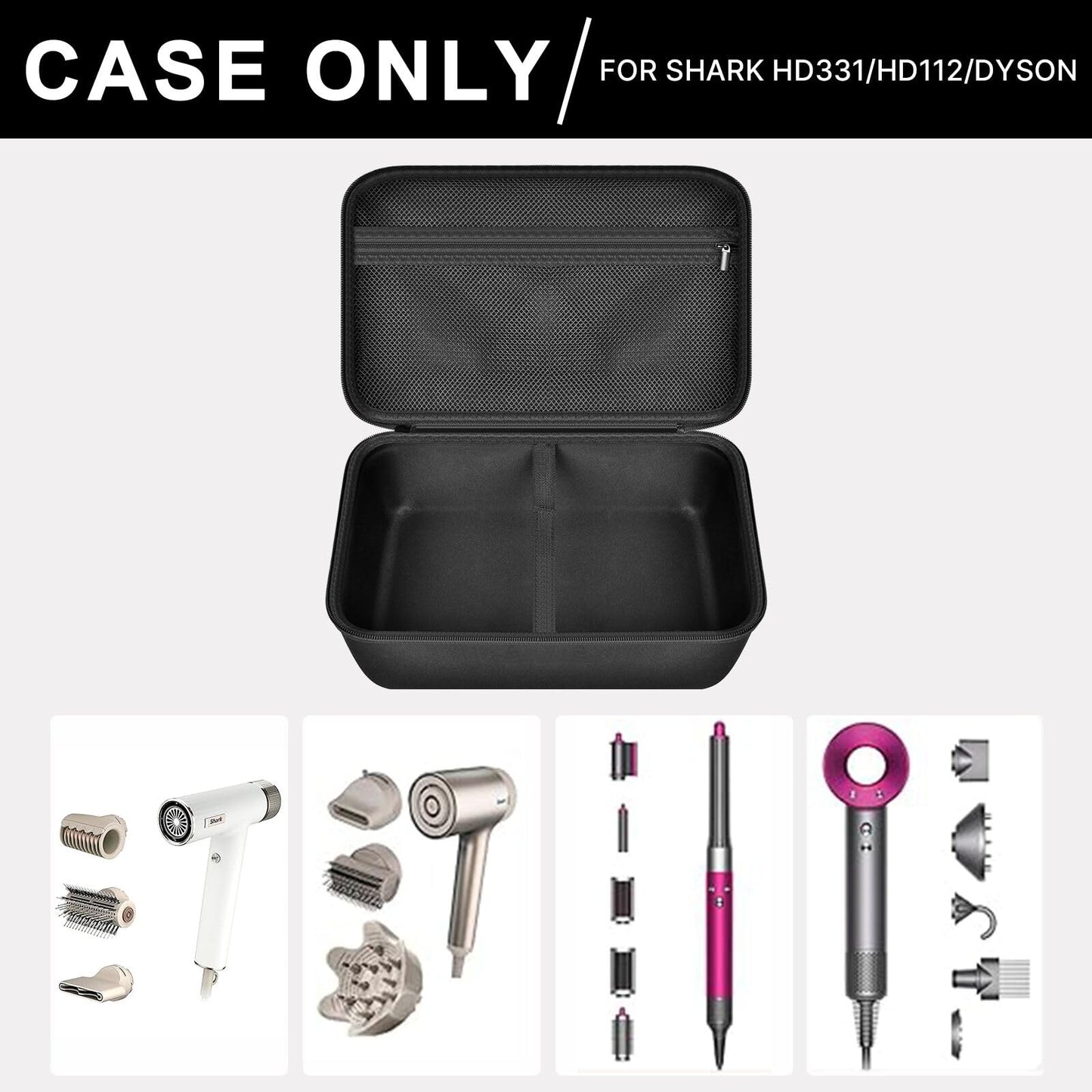 PAIYULE Hair Dryer Case for Shark HD331/332 & HD542/543PL & HD731 High-Velocity Hair Dryer System, Blow Dryers Bag for Shark/Dyson Flexstyle Styler and Attachments, Stone-Box Only