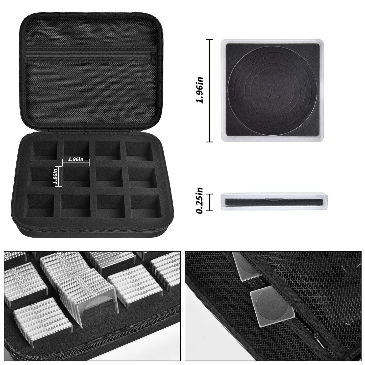 PAIYULE 96 Pieces 46mm Coin Capsules, with Foam Gasket and Plastic Storage Organizer Box, 6 Sizes (20/25/27/30/38/46mm) Coins Collector Case Holder for Coin Collection Supplies (Blue)