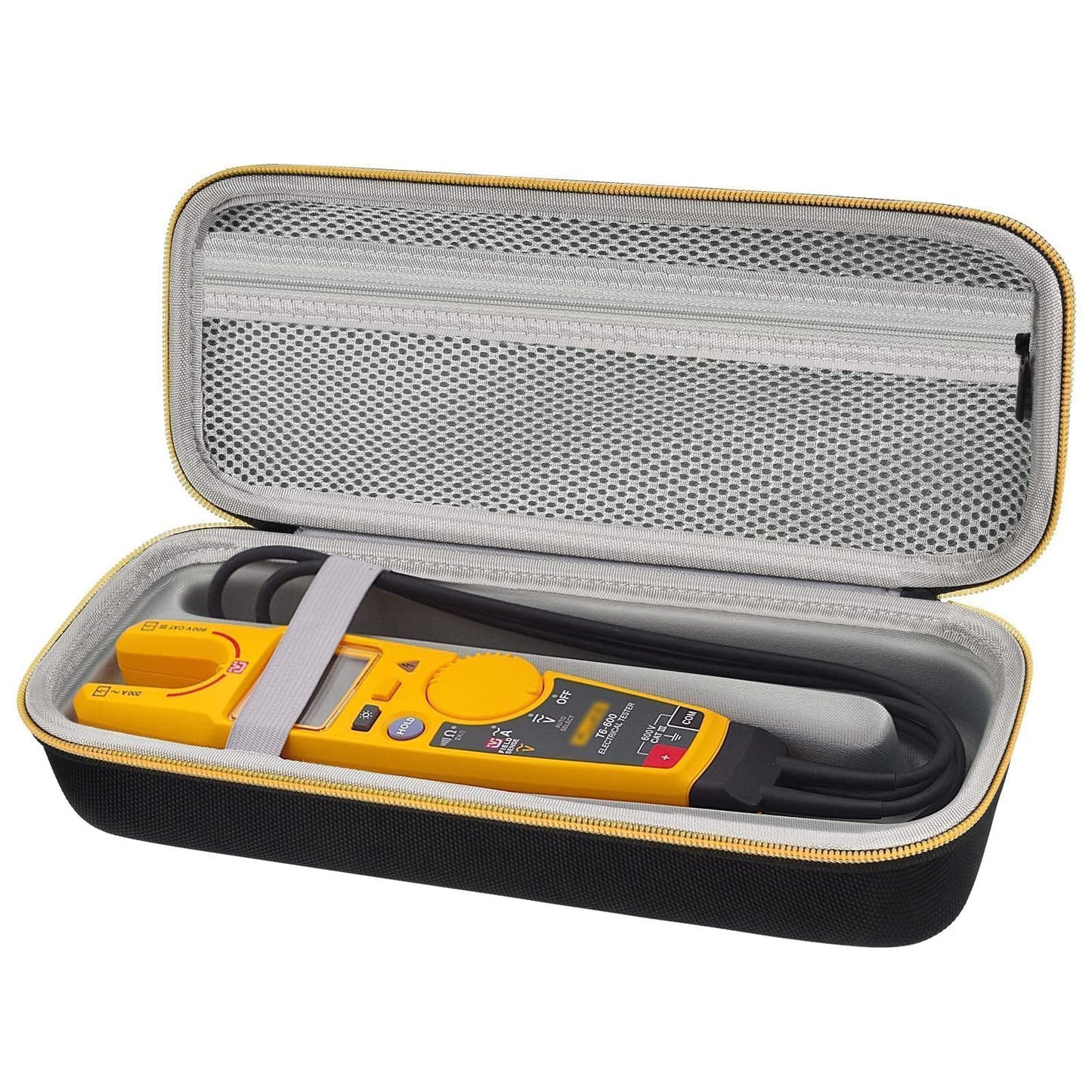 PAIYULE Meter Case Compatible with Fluke T5-600, T5-1000, T6-600, T6-1000 Electrical Tester, Hard EVA Carrying Storage Box with Mesh Pocket and Handle, Black, Case Only