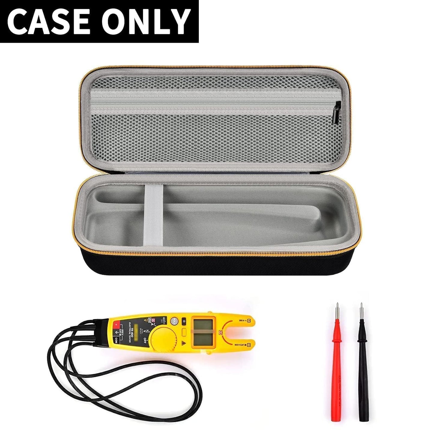 PAIYULE Meter Case Compatible with Fluke T5-600, T5-1000, T6-600, T6-1000 Electrical Tester, Hard EVA Carrying Storage Box with Mesh Pocket and Handle, Black, Case Only
