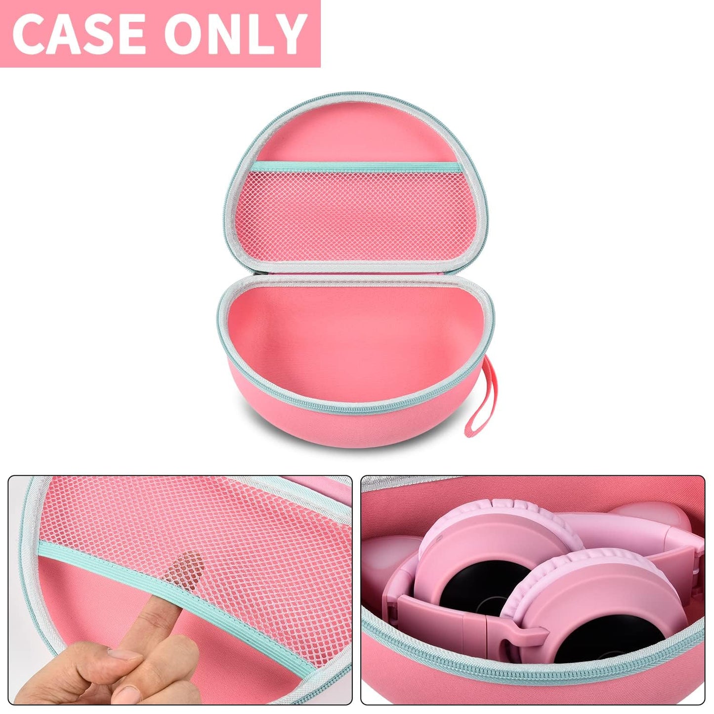 PAIYULE Headphone Case for Riwbox CT-7 Pink/for iClever for ONITOO for TCJJ Cat Ear Wireless Bluetooth for Picun/for FosPower Over-Ear Headphones Headset for Kids-Box Only
