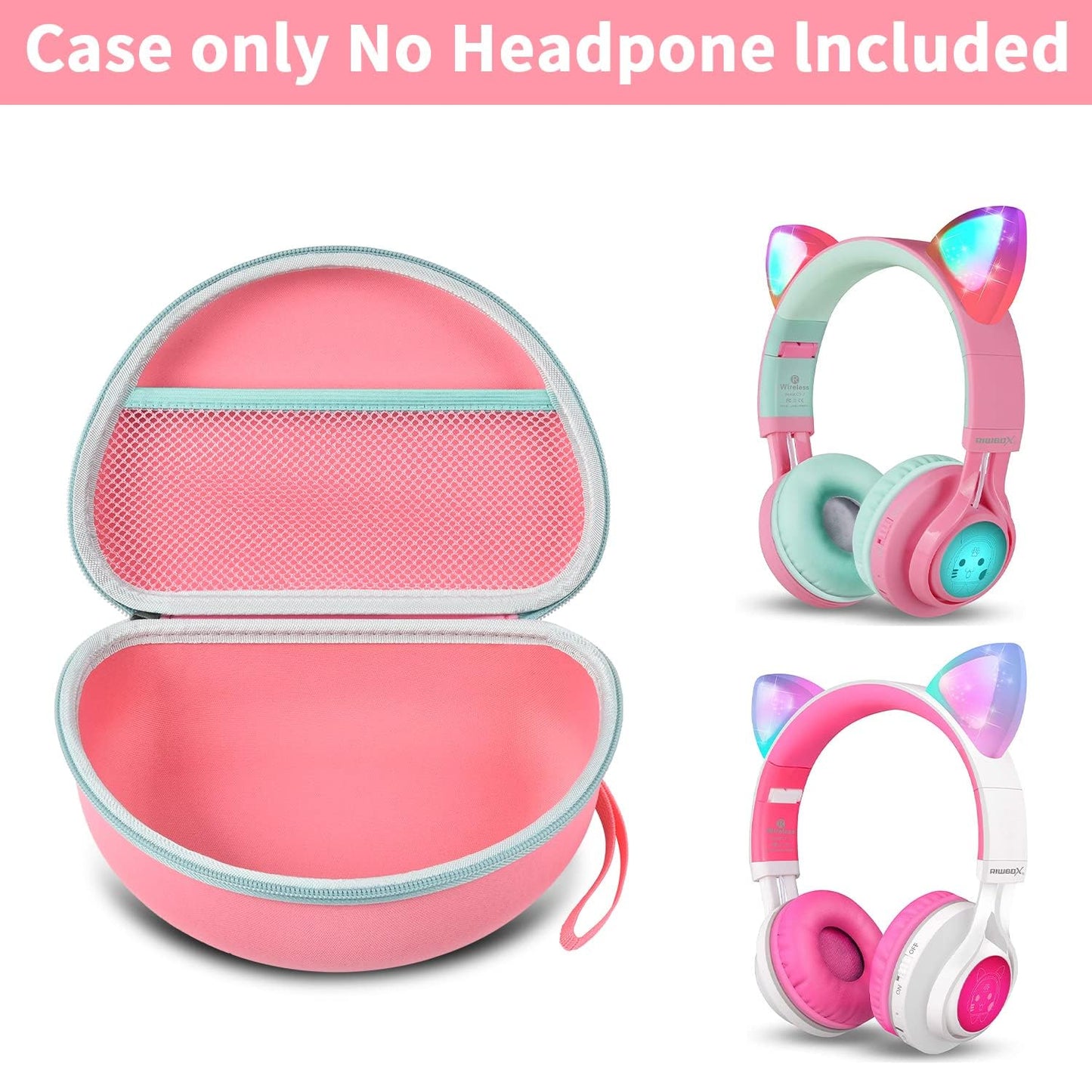 PAIYULE Headphone Case for Riwbox CT-7 Pink/for iClever for ONITOO for TCJJ Cat Ear Wireless Bluetooth for Picun/for FosPower Over-Ear Headphones Headset for Kids-Box Only