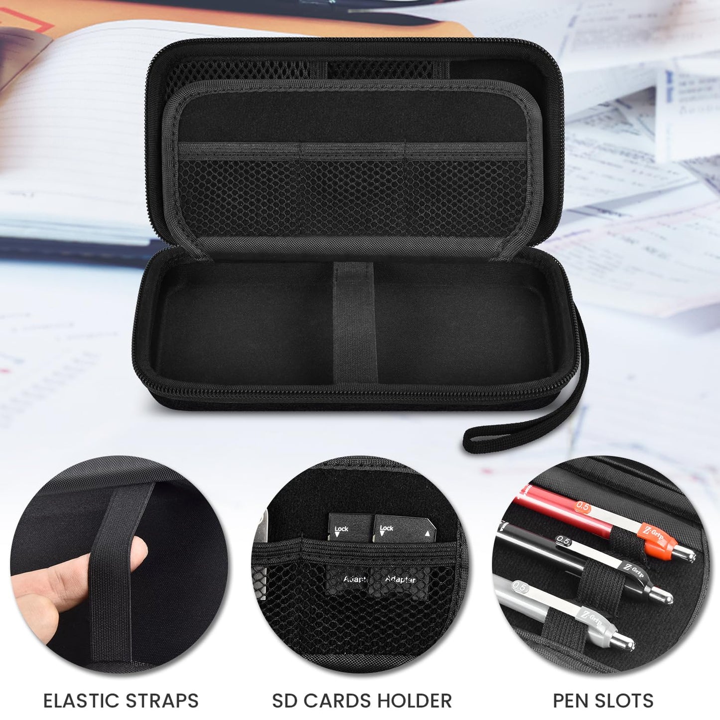 Graphing Calculator Case for Texas Instruments TI-84 Plus CE Color Graphing Calculator, Also Fits for TI-83 Plus/for Casio fx-9750GII, Large Capacity for Pens, Cables and Other Accessories (Black)