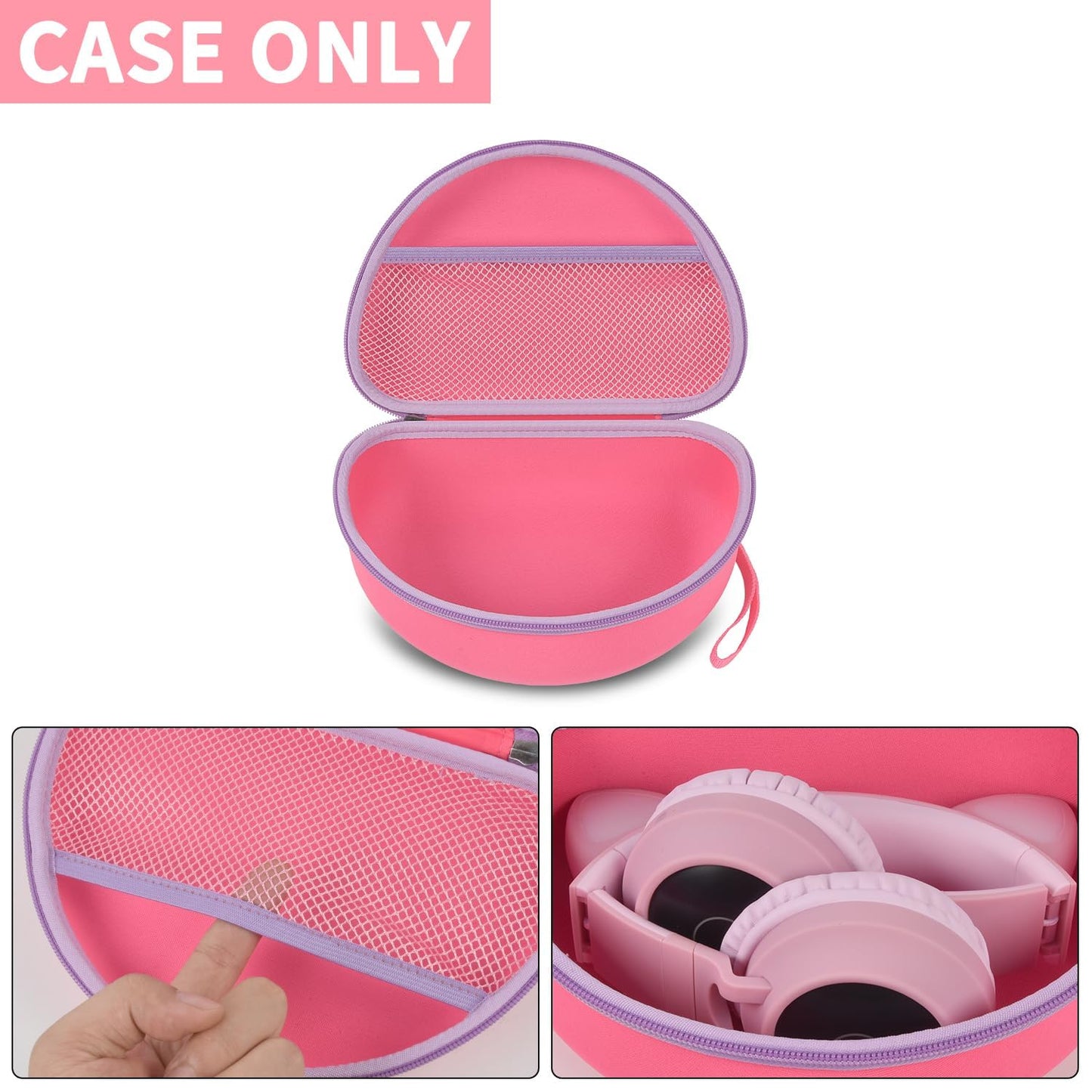 PAIYULE Headphone Case for Riwbox CT-7 Pink/for iClever for ONITOO for TCJJ Cat Ear Wireless Bluetooth for Picun/for FosPower Over-Ear Headphones Headset for Kids-Box Only