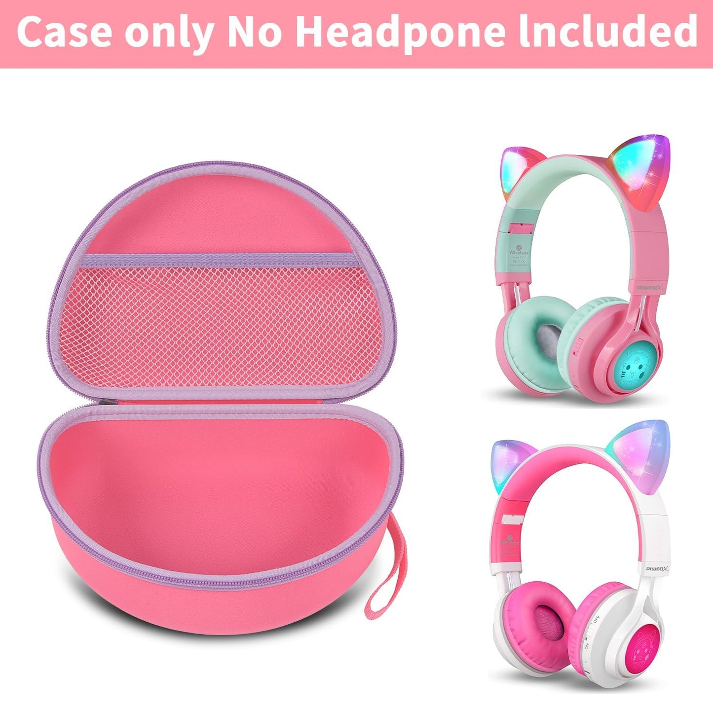 PAIYULE Headphone Case for Riwbox CT-7 Pink/for iClever for ONITOO for TCJJ Cat Ear Wireless Bluetooth for Picun/for FosPower Over-Ear Headphones Headset for Kids-Box Only