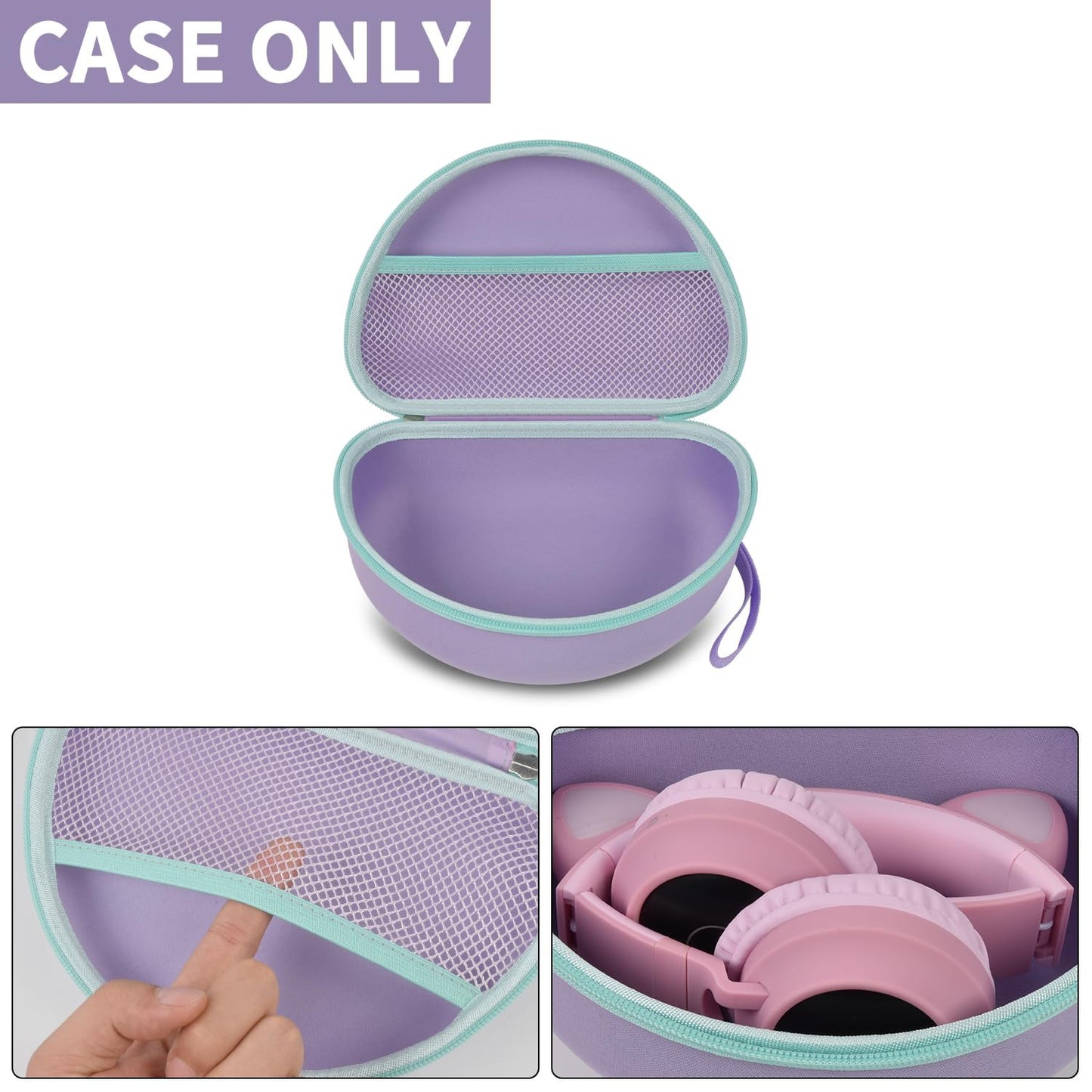PAIYULE Headphone Case for Riwbox CT-7 Pink/for iClever for ONITOO for TCJJ Cat Ear Wireless Bluetooth for Picun/for FosPower Over-Ear Headphones Headset for Kids-Box Only
