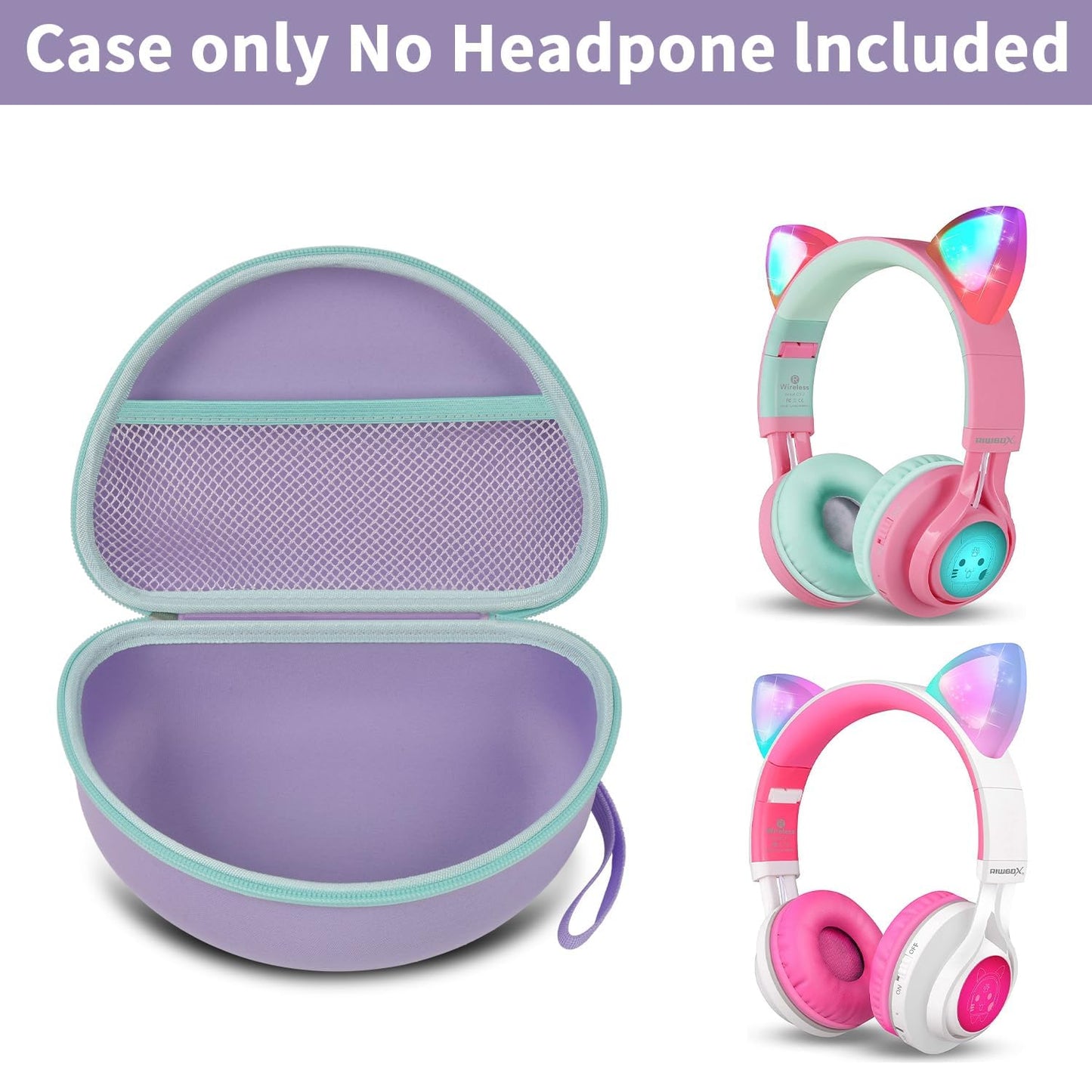 PAIYULE Headphone Case for Riwbox CT-7 Pink/for iClever for ONITOO for TCJJ Cat Ear Wireless Bluetooth for Picun/for FosPower Over-Ear Headphones Headset for Kids-Box Only