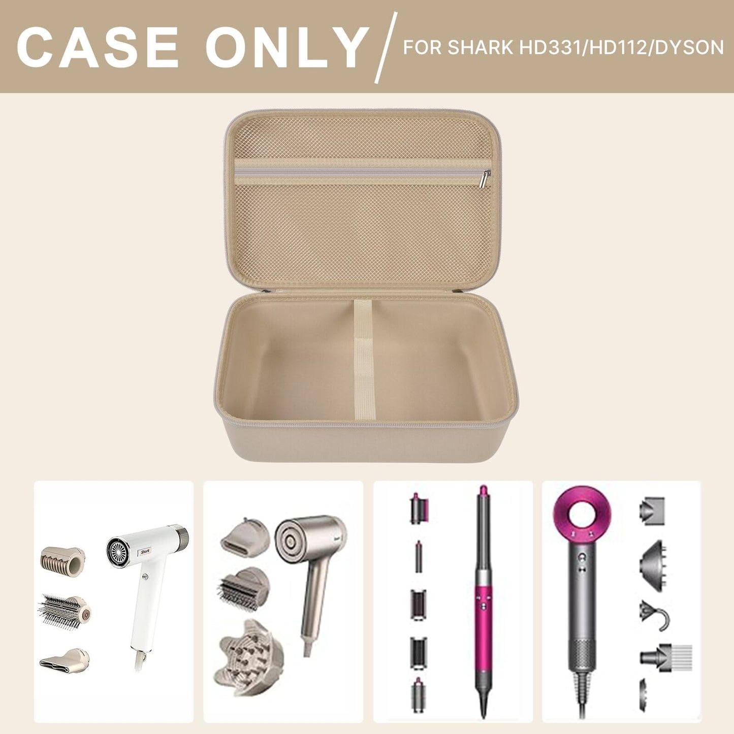 PAIYULE Hair Dryer Case for Shark HD331/332 & HD542/543PL & HD731 High-Velocity Hair Dryer System, Blow Dryers Bag for Shark/Dyson Flexstyle Styler and Attachments, Stone-Box Only