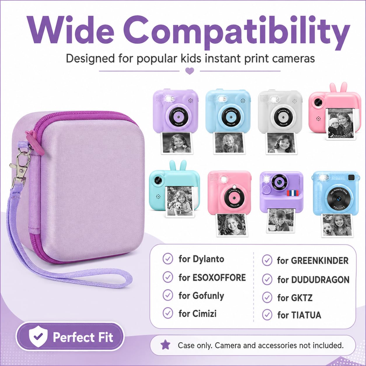 PAIYULE Kids Instant Print Camera Case Compatible with ESOXOFFORE for Dylanto for DUDUDRAGON for GKTZ for ETIKEZ for Dafotil for Careenoah Digital Video Prints Paper Bag (Box Only) Purple