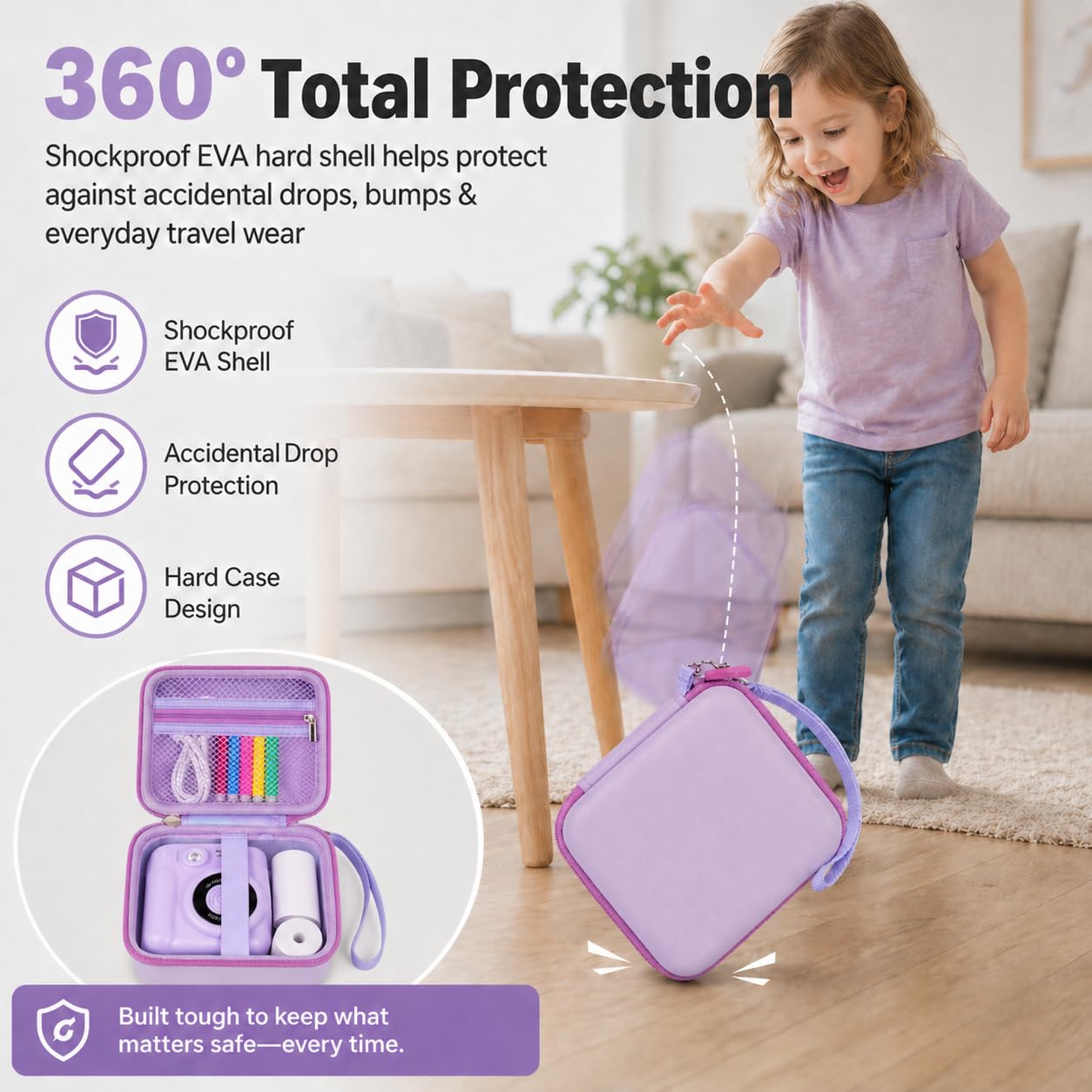 PAIYULE Kids Instant Print Camera Case Compatible with ESOXOFFORE for Dylanto for DUDUDRAGON for GKTZ for ETIKEZ for Dafotil for Careenoah Digital Video Prints Paper Bag (Box Only) Purple