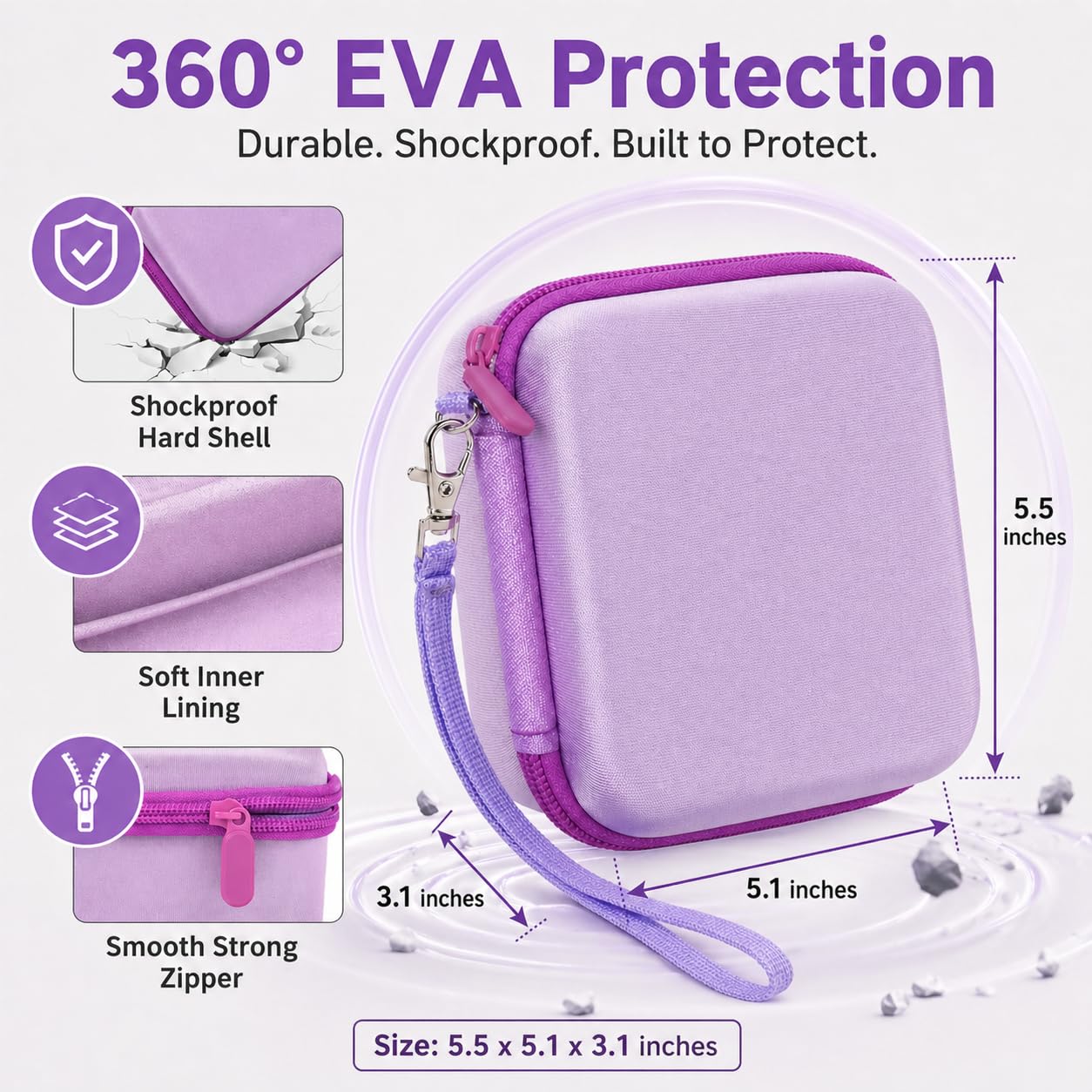 PAIYULE Kids Instant Print Camera Case Compatible with ESOXOFFORE for Dylanto for DUDUDRAGON for GKTZ for ETIKEZ for Dafotil for Careenoah Digital Video Prints Paper Bag (Box Only) Purple