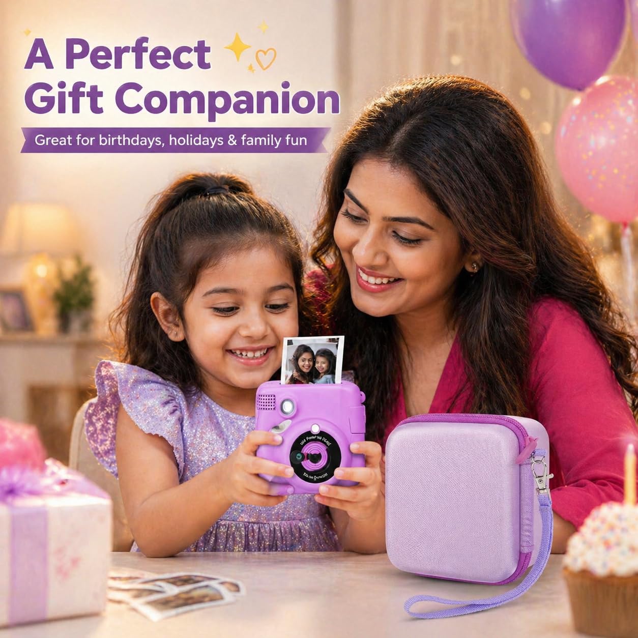 PAIYULE Kids Instant Print Camera Case Compatible with ESOXOFFORE for Dylanto for DUDUDRAGON for GKTZ for ETIKEZ for Dafotil for Careenoah Digital Video Prints Paper Bag (Box Only) Purple