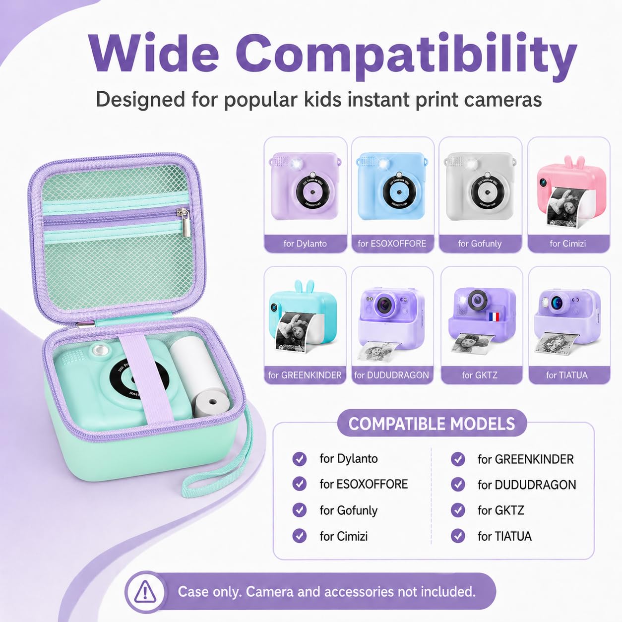 PAIYULE Kids Instant Print Camera Case Compatible with ESOXOFFORE for Dylanto for DUDUDRAGON for GKTZ for ETIKEZ for Dafotil for Careenoah Digital Video Prints Paper Bag (Box Only) Purple