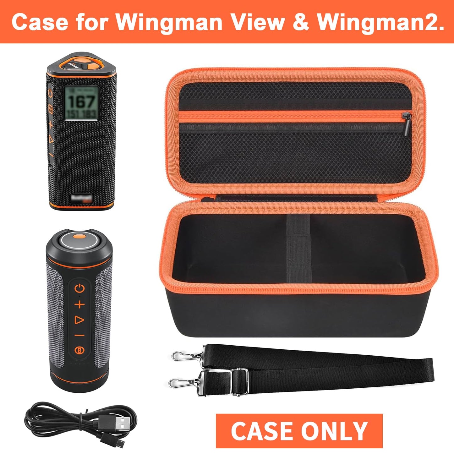 PAIYULE Hard Carrying Case for Bushnell for Wingman View Golf GPS Bluetooth Speaker, Magnetic Mount Travel Organizer for Golf Cart, Fits Charging Cable, Wireless Remote, Golf Towel (Bag Only)