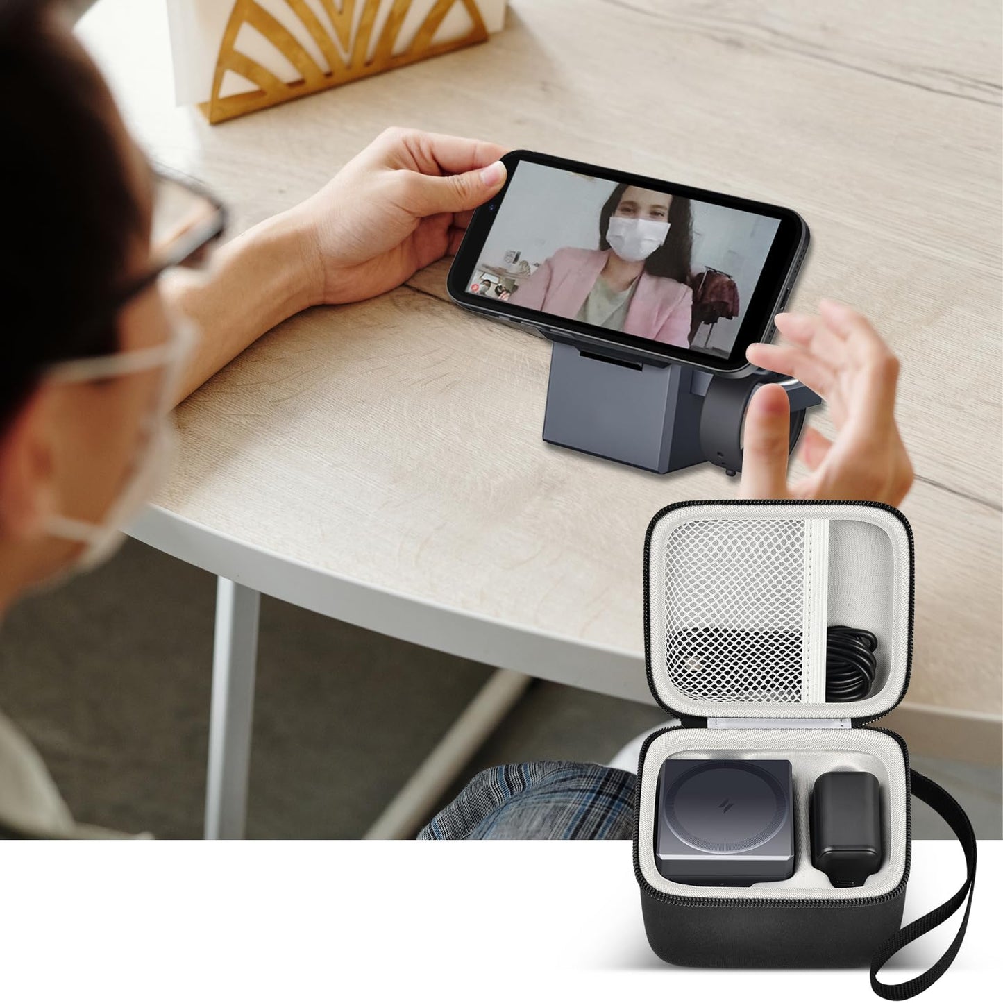 PAIYULE Case Compatible with Anker 3-in-1 Cube MagSafe Charger 15W Max Fast Charging Stand（for Anker Y1811/1812）, Power Station Storage Holder for USB-C Cable (Box Only) Black