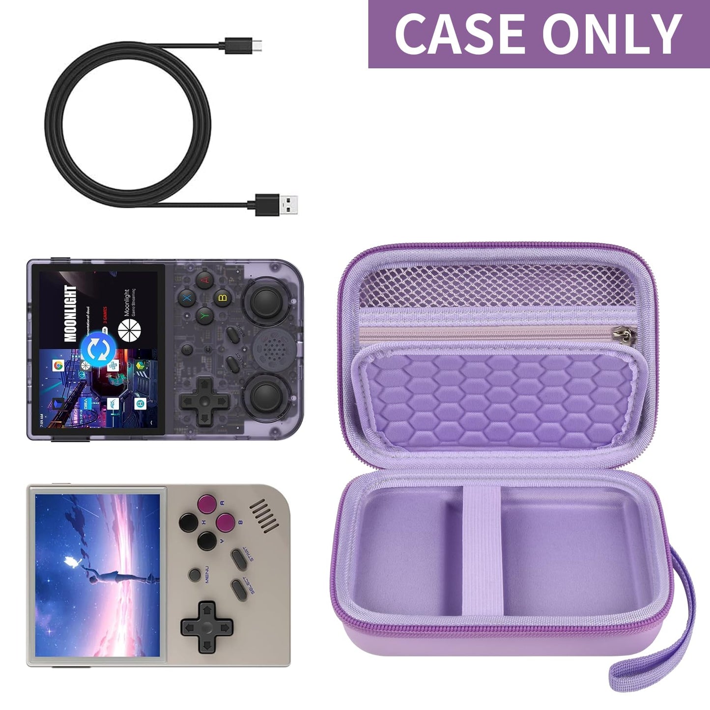 PAIYULE Travel Case for R36S/ RG353V/ RG353VS/ Game Boy Retro Handheld Game Console, Handheld Emulator Storage Holder Organizer, Android Game Console Carrying Bag (Box Only)