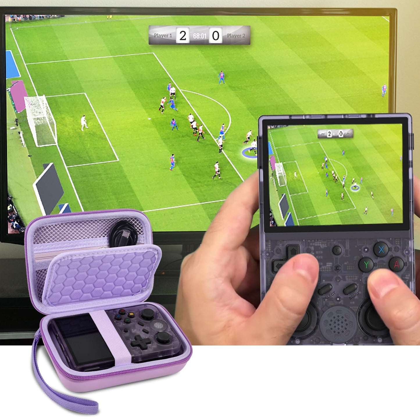 PAIYULE Travel Case for R36S/ RG353V/ RG353VS/ Game Boy Retro Handheld Game Console, Handheld Emulator Storage Holder Organizer, Android Game Console Carrying Bag (Box Only)
