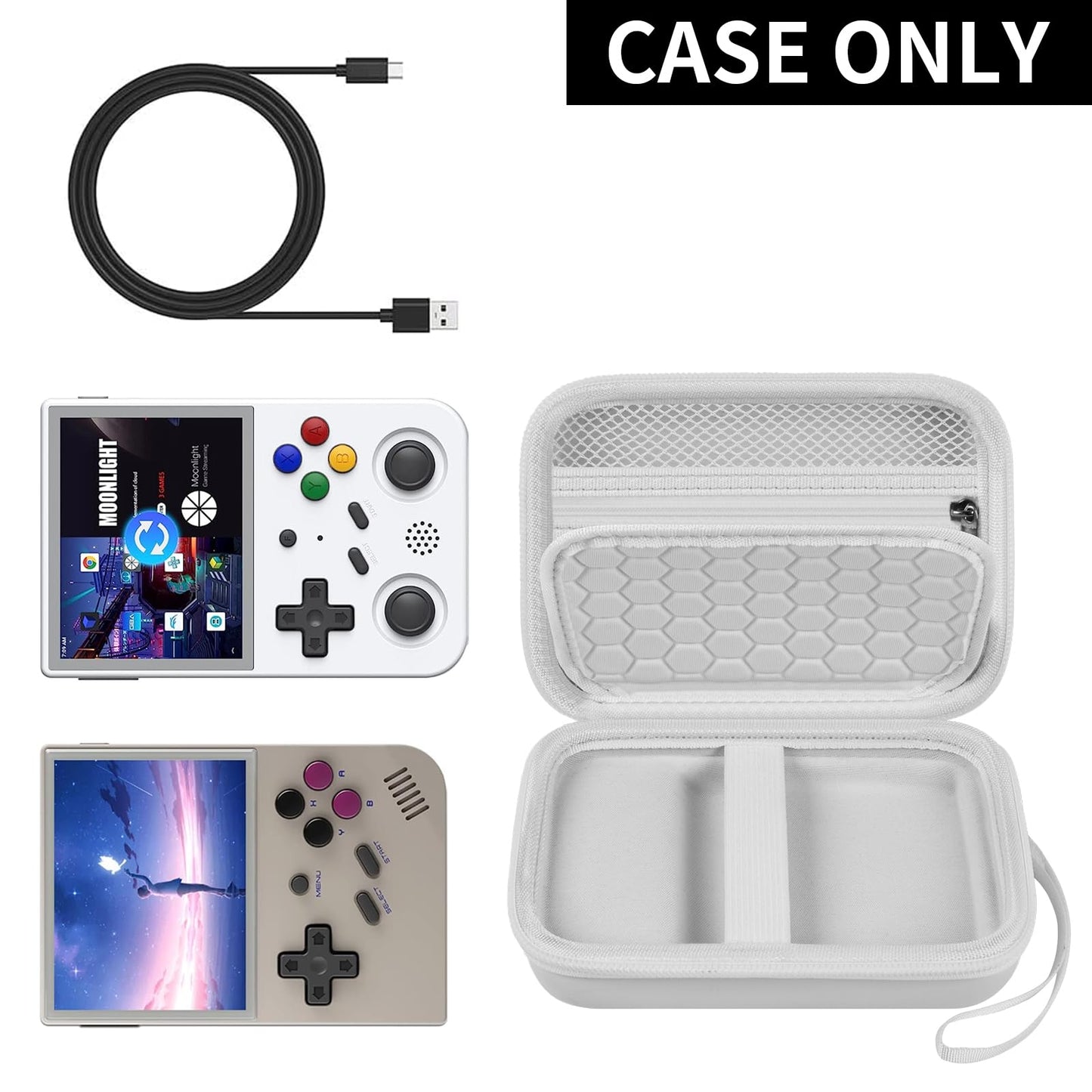 PAIYULE Travel Case for R36S/ RG353V/ RG353VS/ Game Boy Retro Handheld Game Console, Handheld Emulator Storage Holder Organizer, Android Game Console Carrying Bag (Box Only)