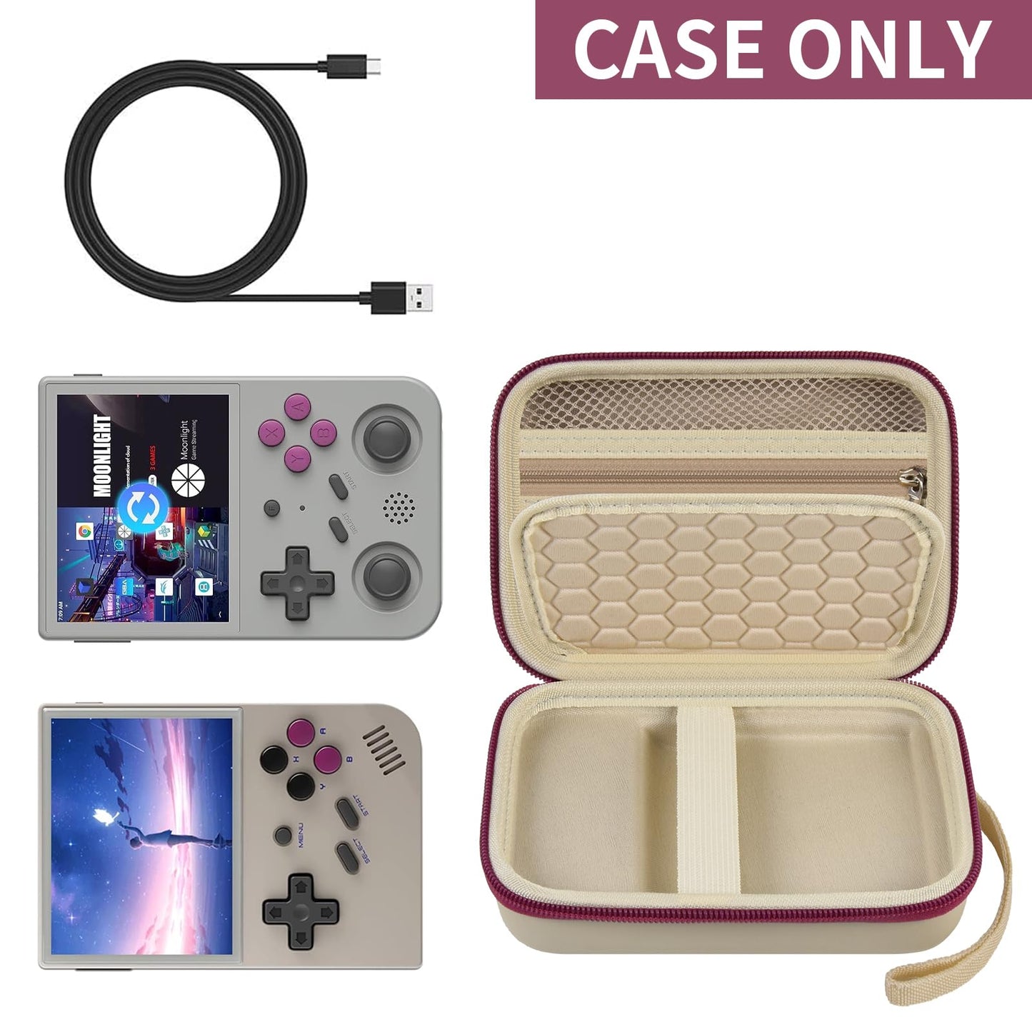 PAIYULE Travel Case for R36S/ RG353V/ RG353VS/ Game Boy Retro Handheld Game Console, Handheld Emulator Storage Holder Organizer, Android Game Console Carrying Bag (Box Only)