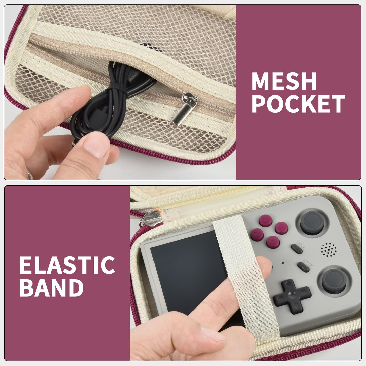 PAIYULE Travel Case for R36S/ RG353V/ RG353VS/ Game Boy Retro Handheld Game Console, Handheld Emulator Storage Holder Organizer, Android Game Console Carrying Bag (Box Only)