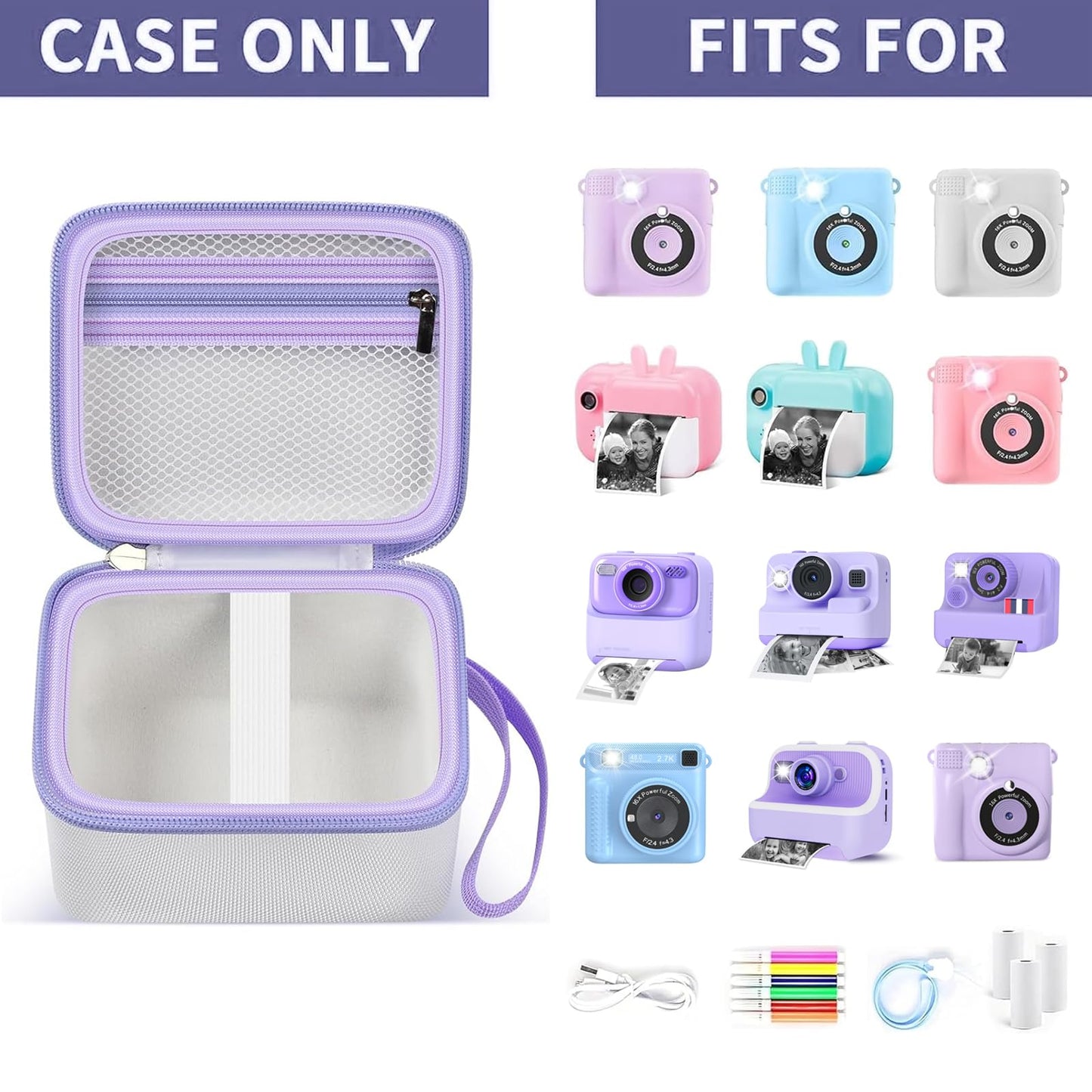 PAIYULE Kids Instant Print Camera Case Compatible with ESOXOFFORE for Dylanto for DUDUDRAGON for GKTZ for ETIKEZ for Dafotil for Careenoah Digital Video Prints Paper Bag (Box Only) Purple