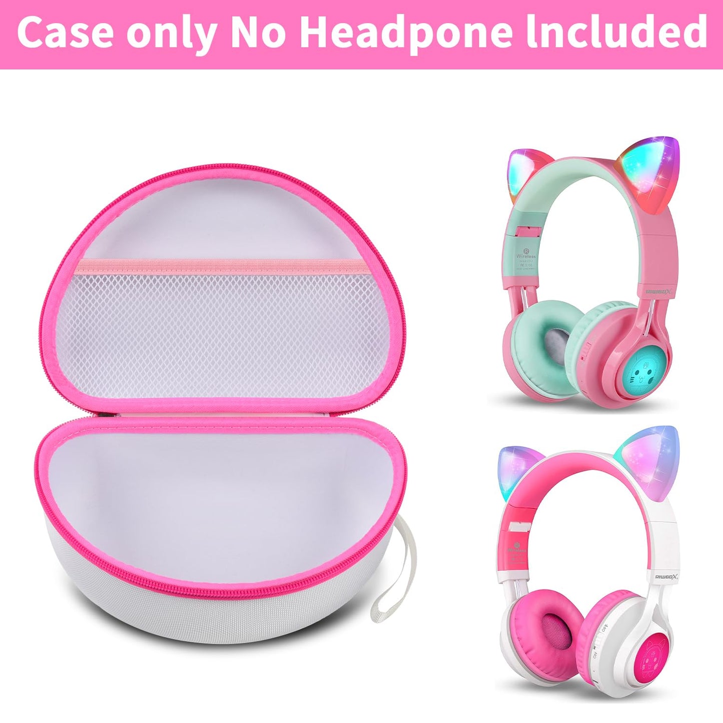 PAIYULE Headphone Case for Riwbox CT-7 Pink/for iClever for ONITOO for TCJJ Cat Ear Wireless Bluetooth for Picun/for FosPower Over-Ear Headphones Headset for Kids-Box Only