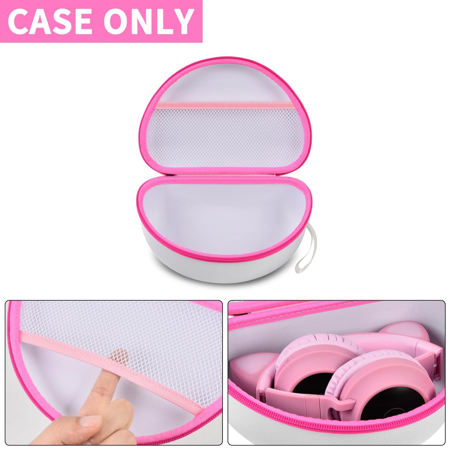 PAIYULE Headphone Case for Riwbox CT-7 Pink/for iClever for ONITOO for TCJJ Cat Ear Wireless Bluetooth for Picun/for FosPower Over-Ear Headphones Headset for Kids-Box Only