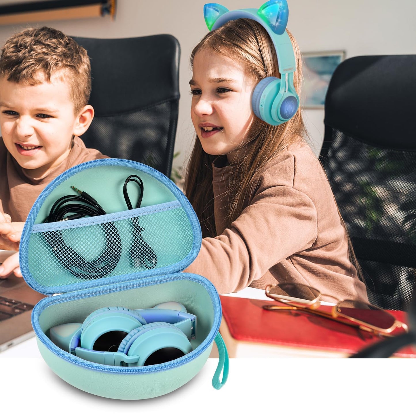 PAIYULE Headphone Case for Riwbox CT-7 Pink/for iClever for ONITOO for TCJJ Cat Ear Wireless Bluetooth for Picun/for FosPower Over-Ear Headphones Headset for Kids-Box Only