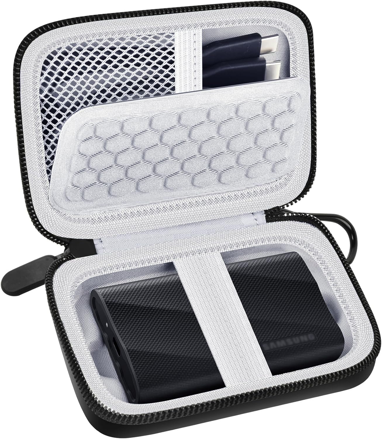PAIYULE Carrying for Samsung T9/ T7/ T7 Shield Portable SSD 4TB 2TB 1TB, USB External Solid State Hard Drive Storage Travel Carrying Holder Fits for USB Cable (Blue)-Box Only