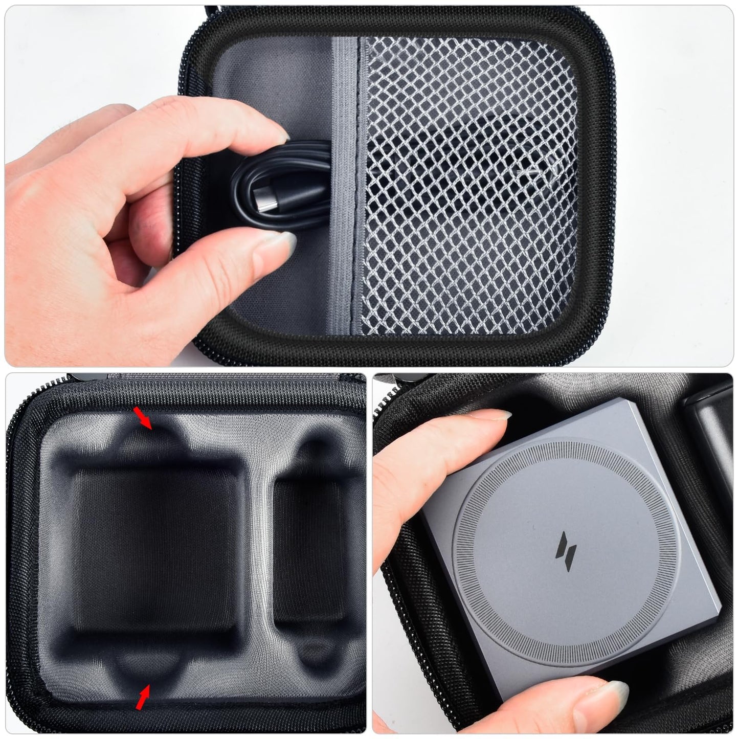 PAIYULE Case Compatible with Anker 3-in-1 Cube MagSafe Charger 15W Max Fast Charging Stand（for Anker Y1811/1812）, Power Station Storage Holder for USB-C Cable (Box Only) Black