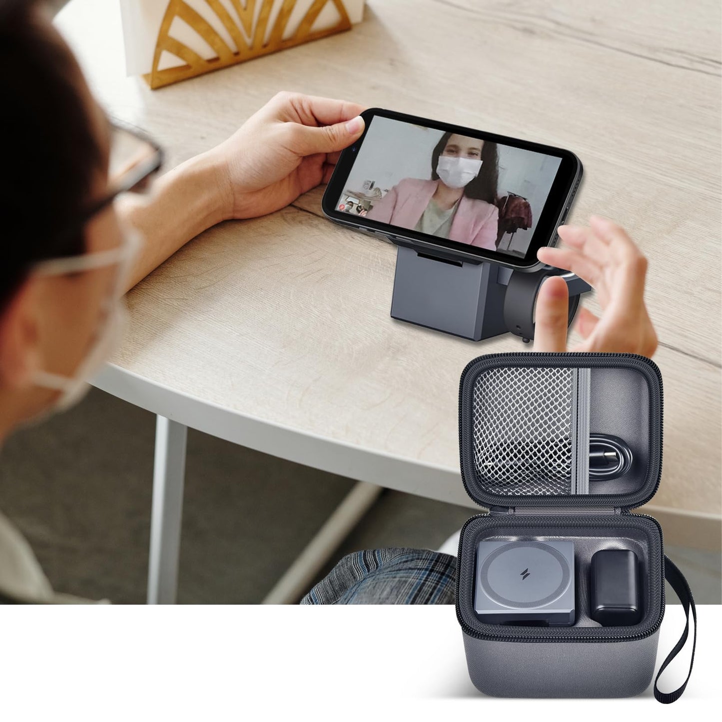 PAIYULE Case Compatible with Anker 3-in-1 Cube MagSafe Charger 15W Max Fast Charging Stand（for Anker Y1811/1812）, Power Station Storage Holder for USB-C Cable (Box Only) Black