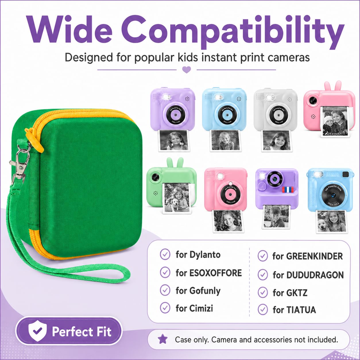 PAIYULE Kids Instant Print Camera Case Compatible with ESOXOFFORE for Dylanto for DUDUDRAGON for GKTZ for ETIKEZ for Dafotil for Careenoah Digital Video Prints Paper Bag (Box Only) Purple