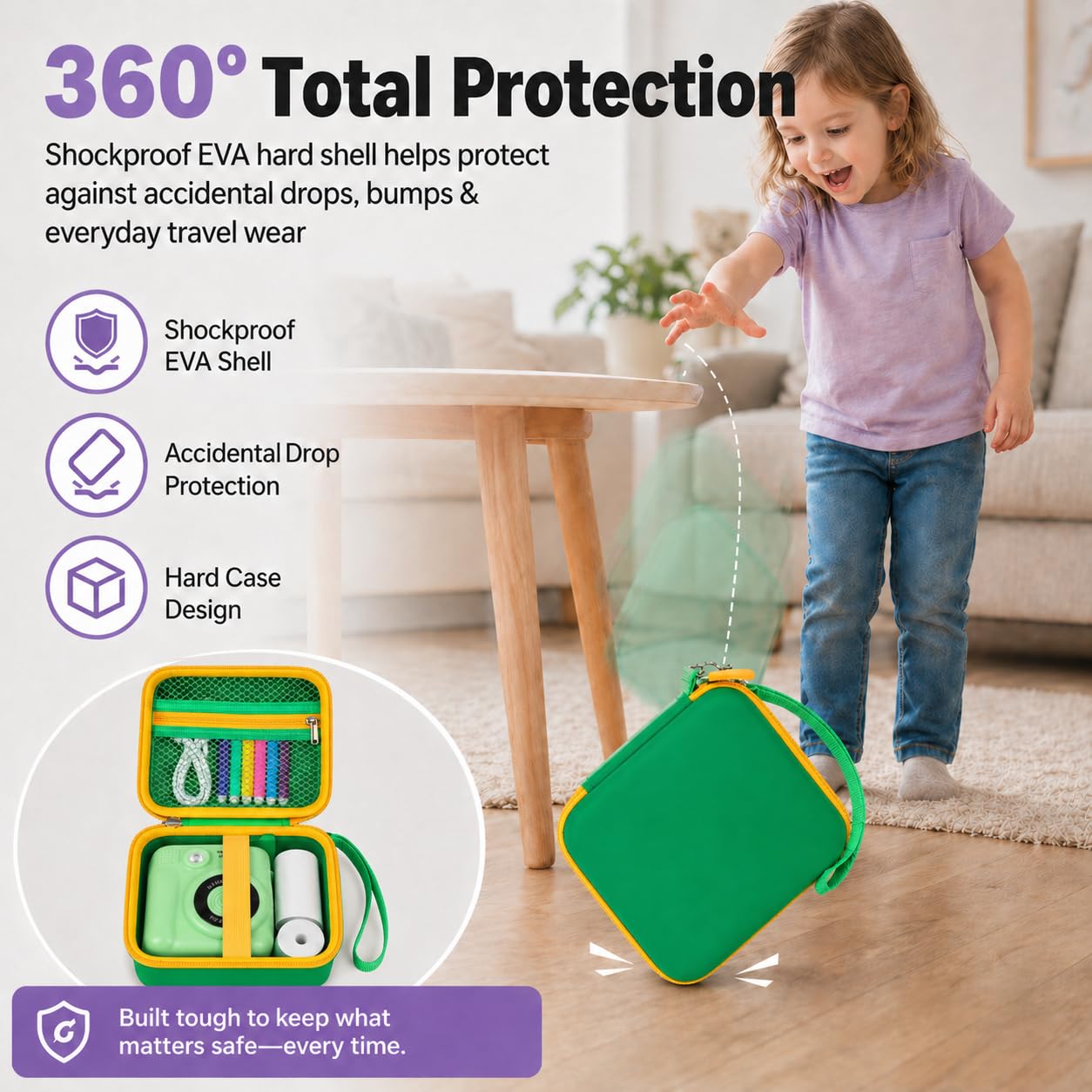 PAIYULE Kids Instant Print Camera Case Compatible with ESOXOFFORE for Dylanto for DUDUDRAGON for GKTZ for ETIKEZ for Dafotil for Careenoah Digital Video Prints Paper Bag (Box Only) Purple
