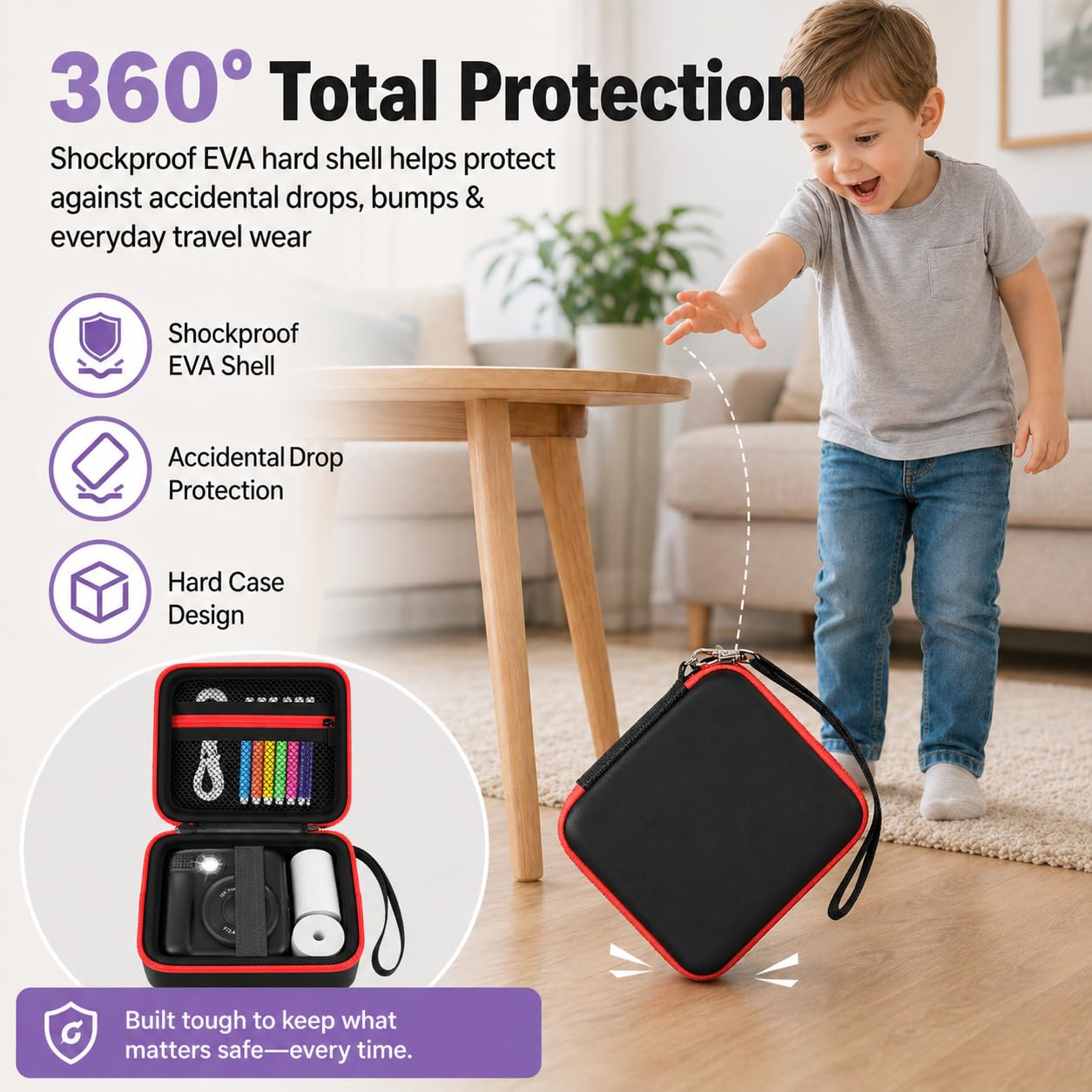PAIYULE Kids Instant Print Camera Case Compatible with ESOXOFFORE for Dylanto for DUDUDRAGON for GKTZ for ETIKEZ for Dafotil for Careenoah Digital Video Prints Paper Bag (Box Only) Purple
