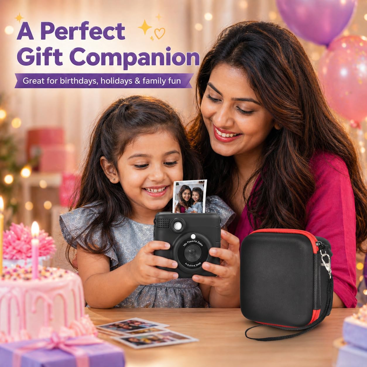 PAIYULE Kids Instant Print Camera Case Compatible with ESOXOFFORE for Dylanto for DUDUDRAGON for GKTZ for ETIKEZ for Dafotil for Careenoah Digital Video Prints Paper Bag (Box Only) Purple