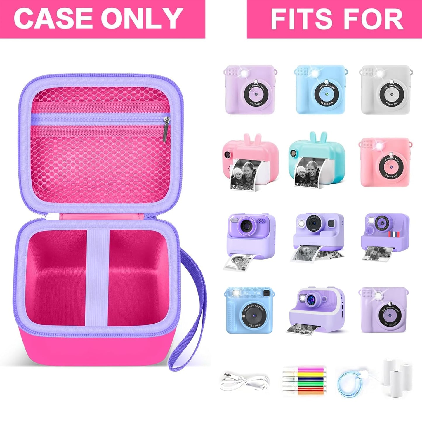 PAIYULE Kids Instant Print Camera Case Compatible with ESOXOFFORE for Dylanto for DUDUDRAGON for GKTZ for ETIKEZ for Dafotil for Careenoah Digital Video Prints Paper Bag (Box Only) Purple