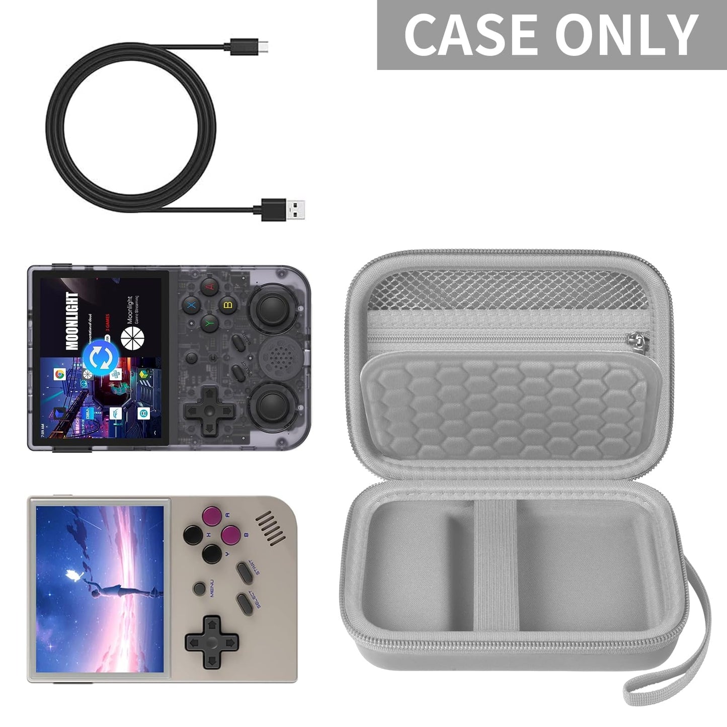 PAIYULE Travel Case for R36S/ RG353V/ RG353VS/ Game Boy Retro Handheld Game Console, Handheld Emulator Storage Holder Organizer, Android Game Console Carrying Bag (Box Only)