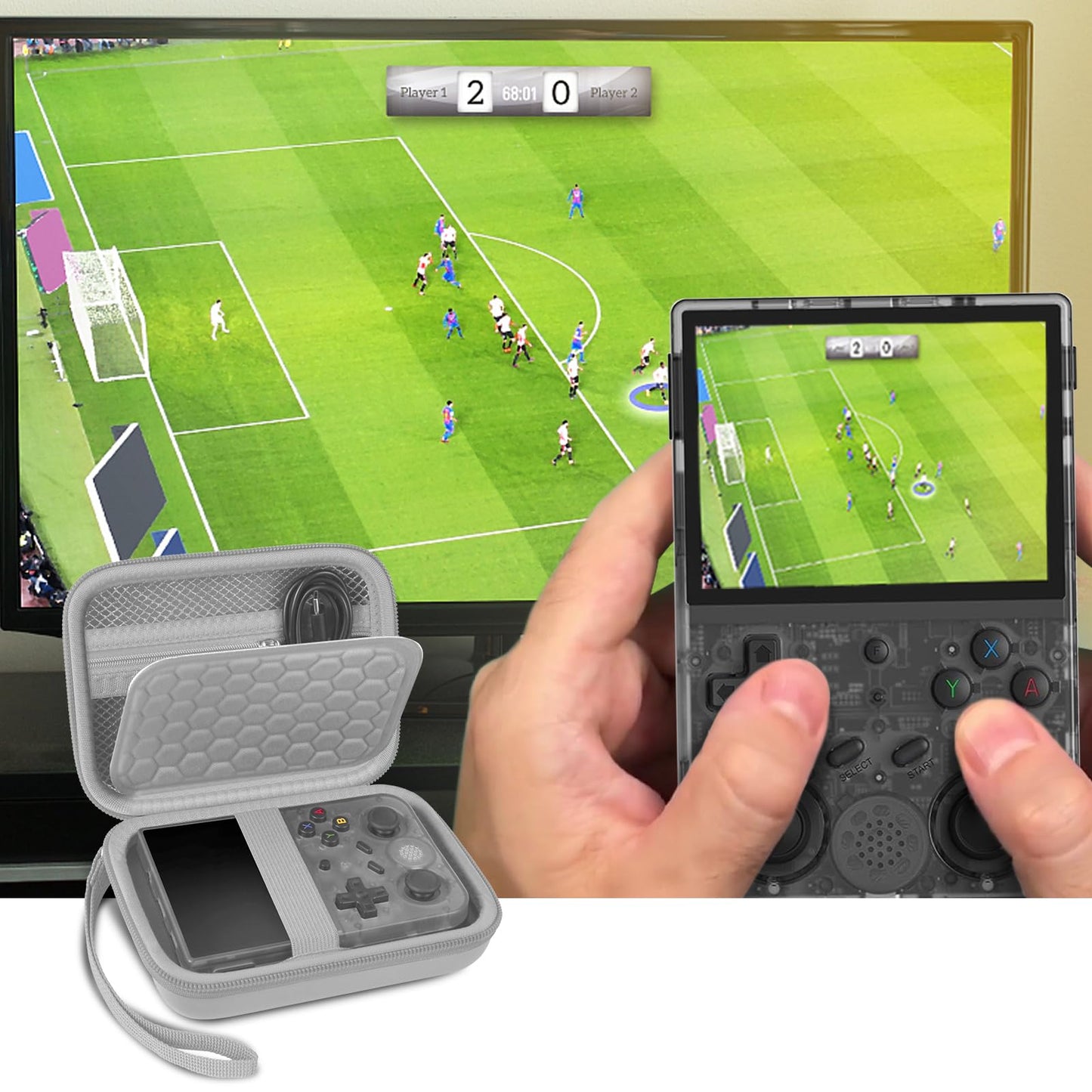 PAIYULE Travel Case for R36S/ RG353V/ RG353VS/ Game Boy Retro Handheld Game Console, Handheld Emulator Storage Holder Organizer, Android Game Console Carrying Bag (Box Only)