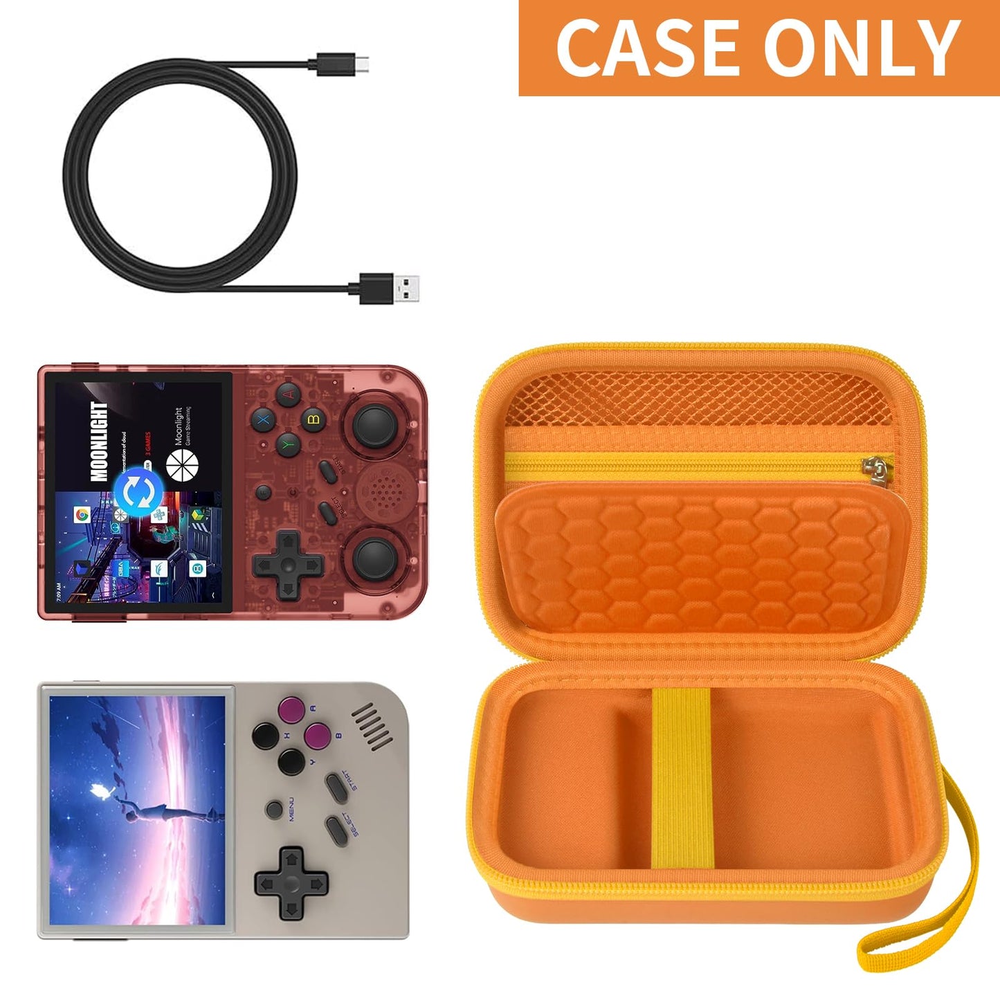 PAIYULE Travel Case for R36S/ RG353V/ RG353VS/ Game Boy Retro Handheld Game Console, Handheld Emulator Storage Holder Organizer, Android Game Console Carrying Bag (Box Only)