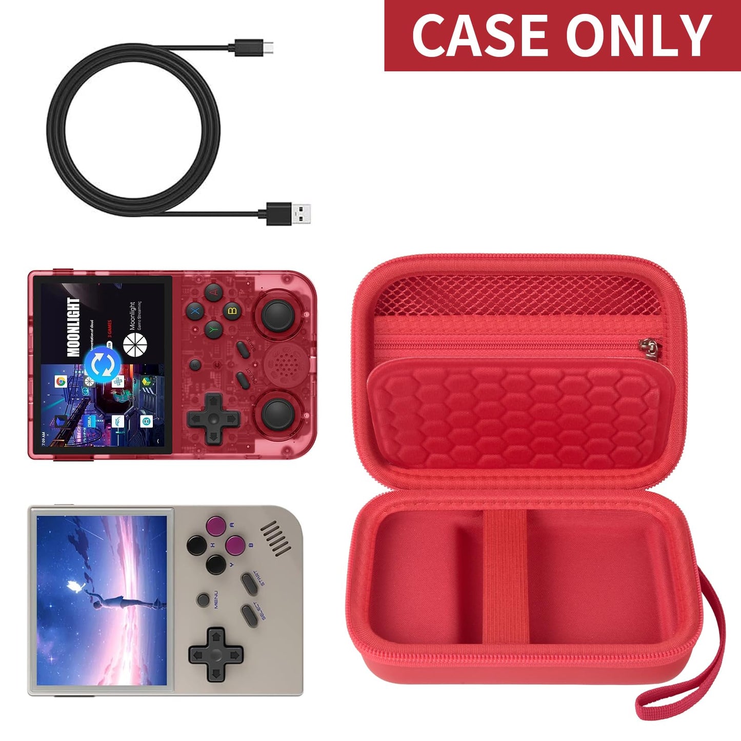 PAIYULE Travel Case for R36S/ RG353V/ RG353VS/ Game Boy Retro Handheld Game Console, Handheld Emulator Storage Holder Organizer, Android Game Console Carrying Bag (Box Only)