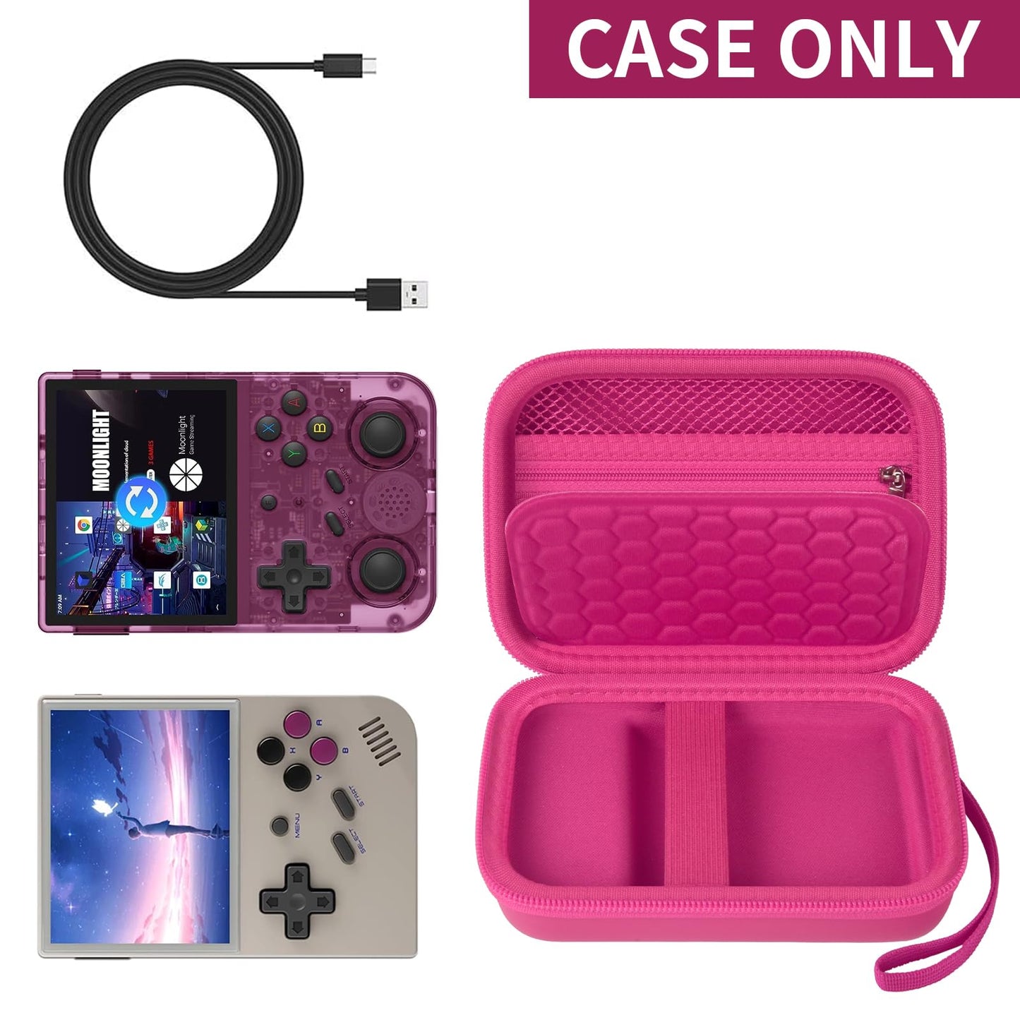 PAIYULE Travel Case for R36S/ RG353V/ RG353VS/ Game Boy Retro Handheld Game Console, Handheld Emulator Storage Holder Organizer, Android Game Console Carrying Bag (Box Only)