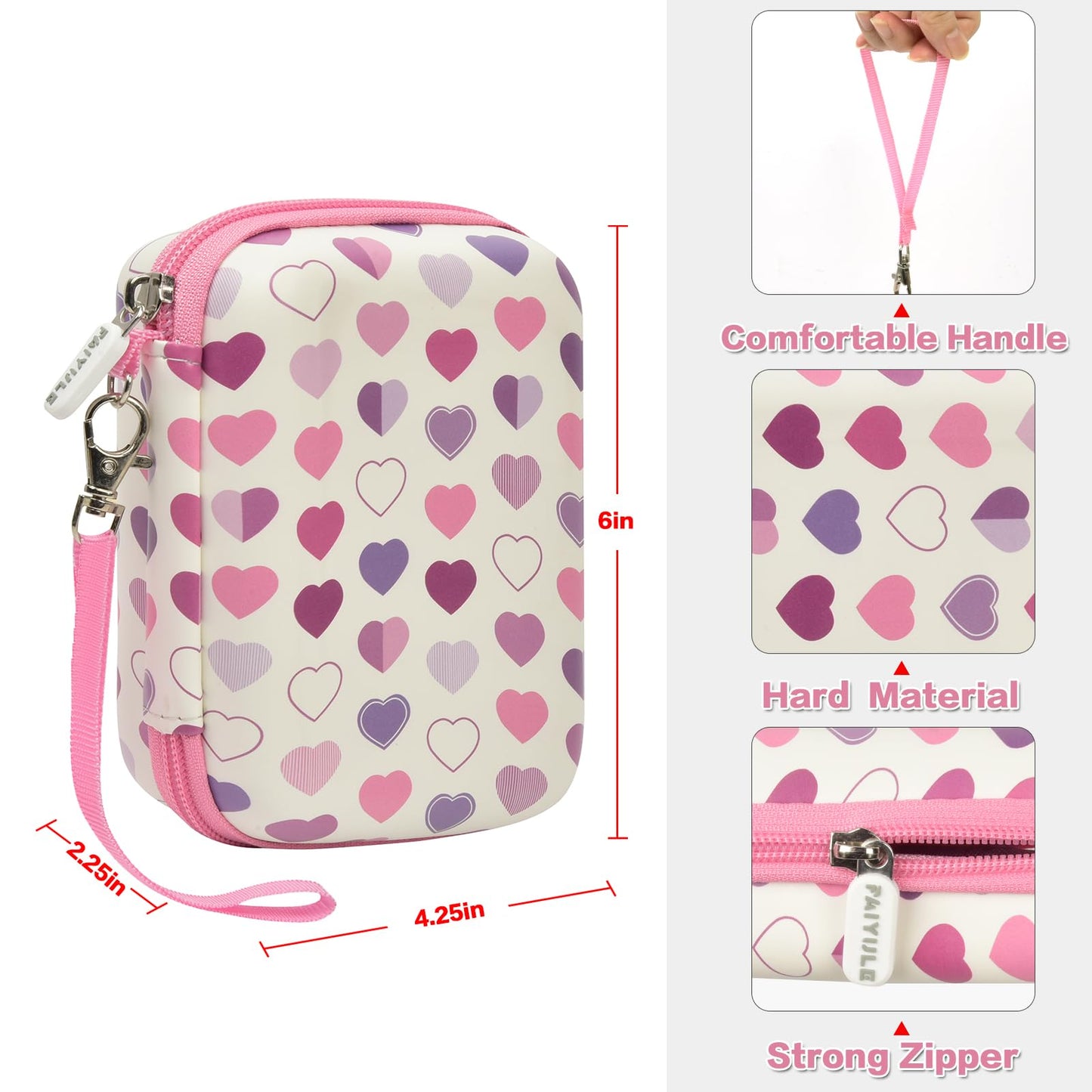PAIYULE Hard Carrying Case for Phomemo D30 D35 Label Maker, Label Printer Case for Nelko P21, for NIIMBOT D110 D11, for Marklife P11 P12, for SUPVAN E10, Protective EVA Storage Bag with Mesh Pocket
