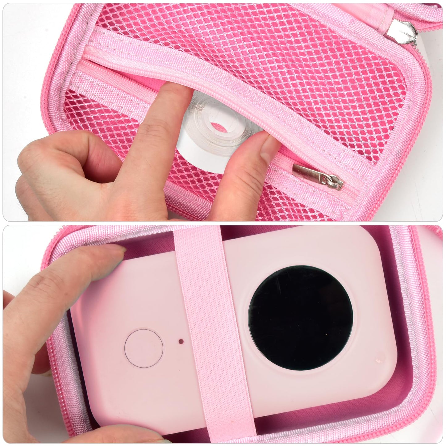 PAIYULE Hard Carrying Case for Phomemo D30 D35 Label Maker, Label Printer Case for Nelko P21, for NIIMBOT D110 D11, for Marklife P11 P12, for SUPVAN E10, Protective EVA Storage Bag with Mesh Pocket
